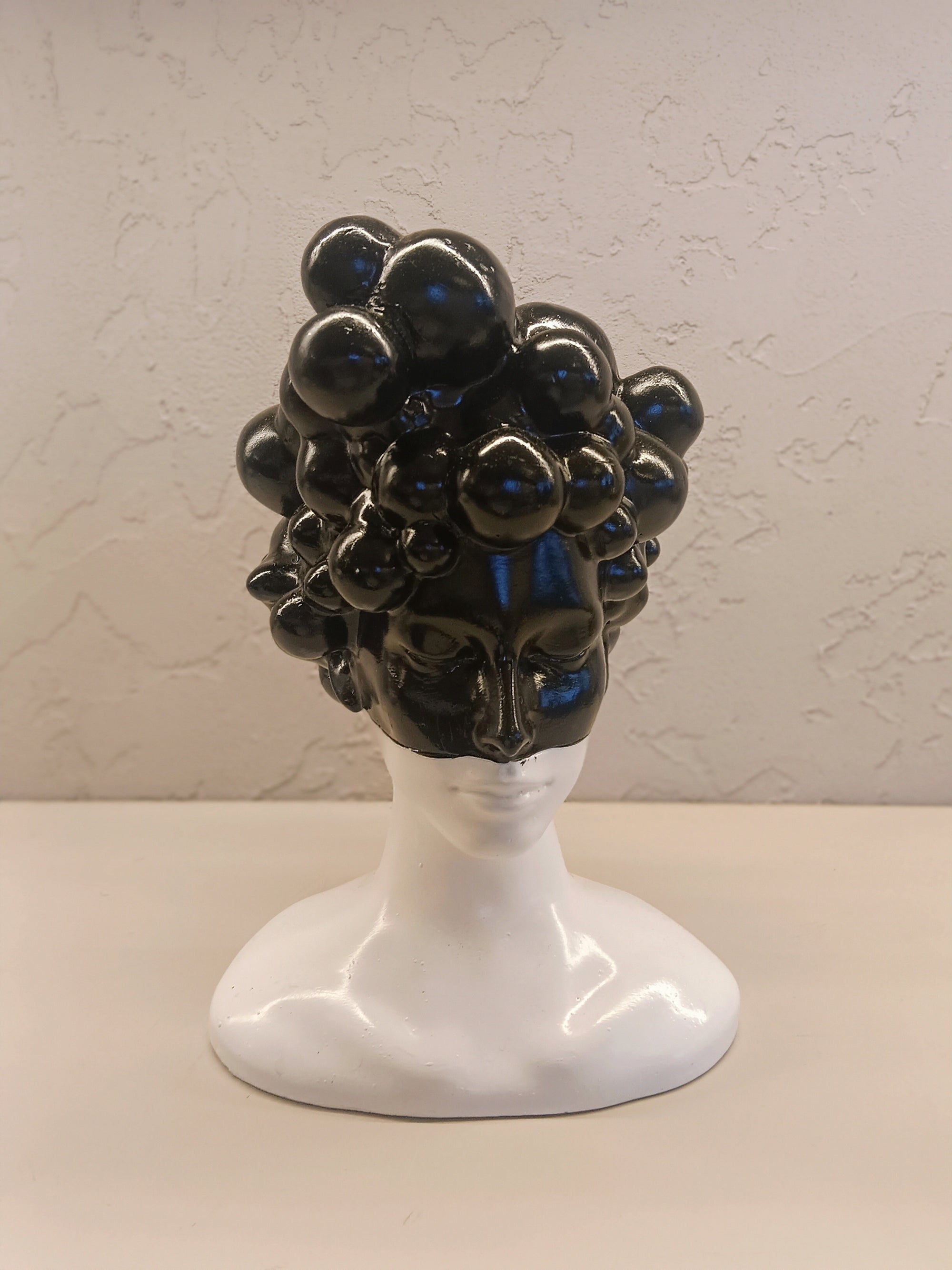 Modern Artistic Bust Sculpture With Gloss Black Bubble Style Head