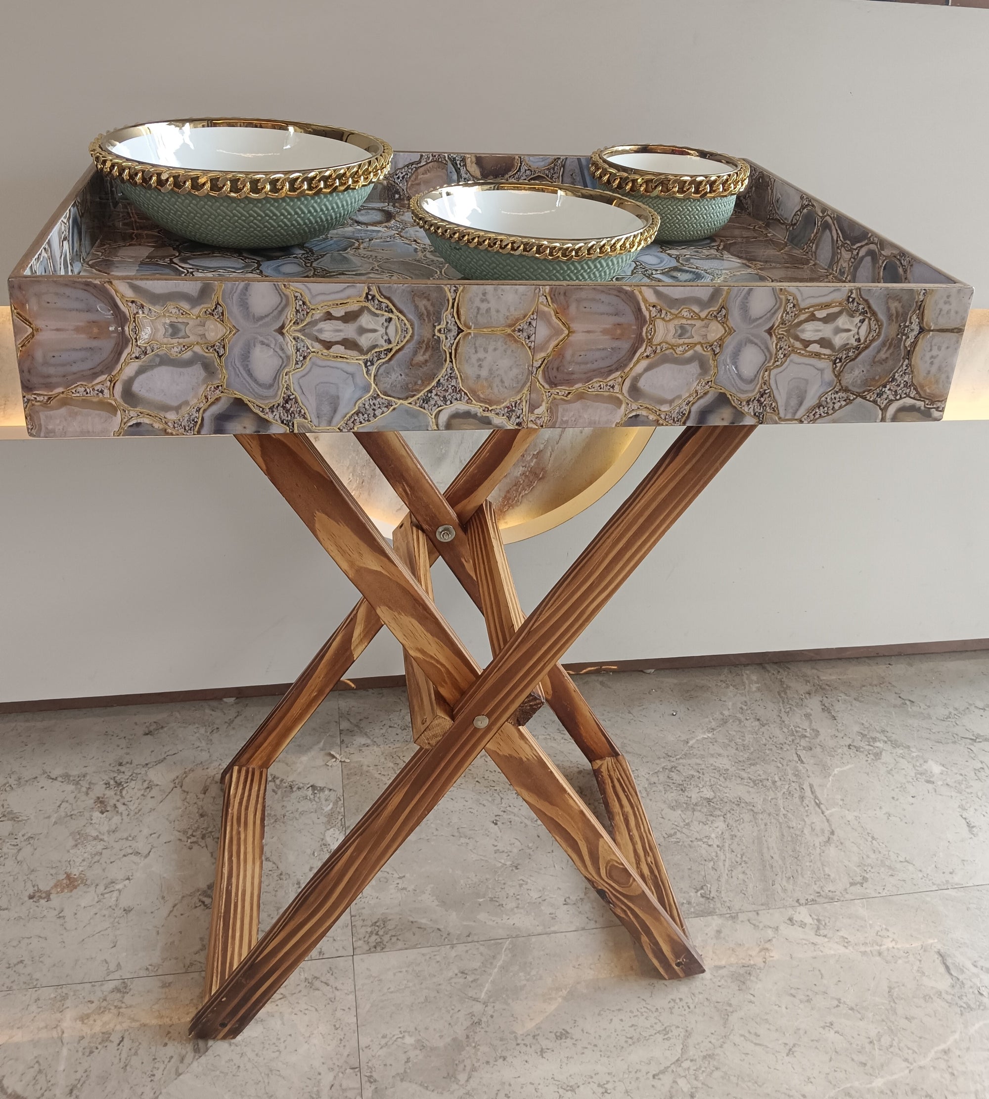 Butler Table With Natural Stone Design