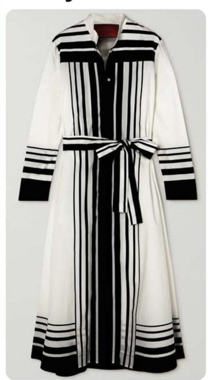 Chic White Striped Long Sleeve Maxi Dress - Modern Elegance