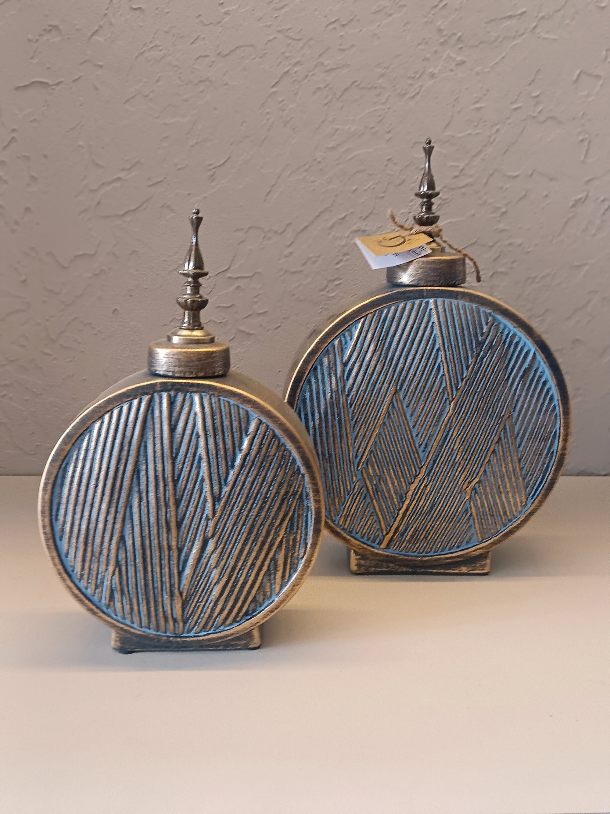 Pair of Decorative Round Shaped Ceramic Vases