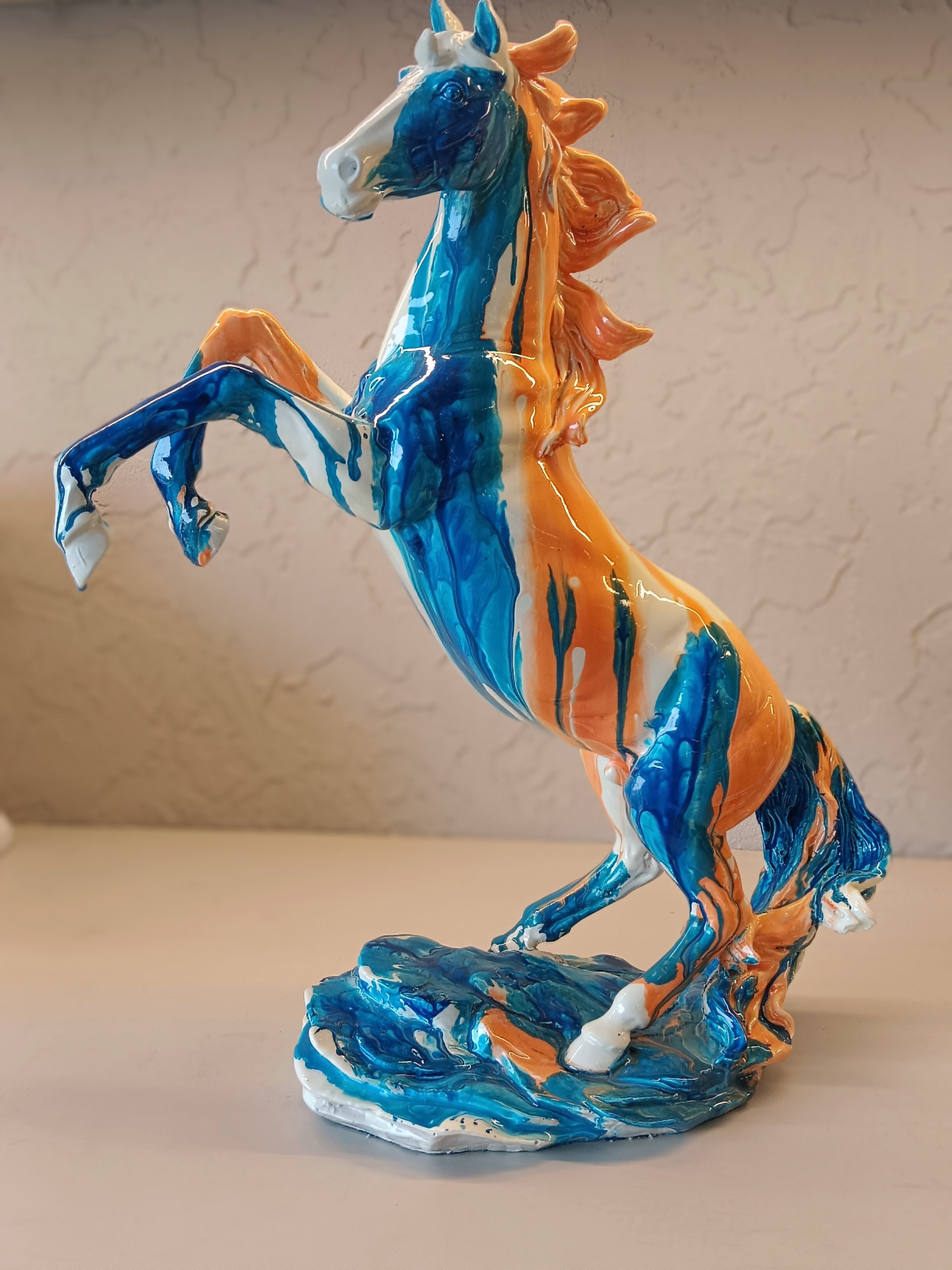 Vibrant Multi Color Resin Horse Sculpture