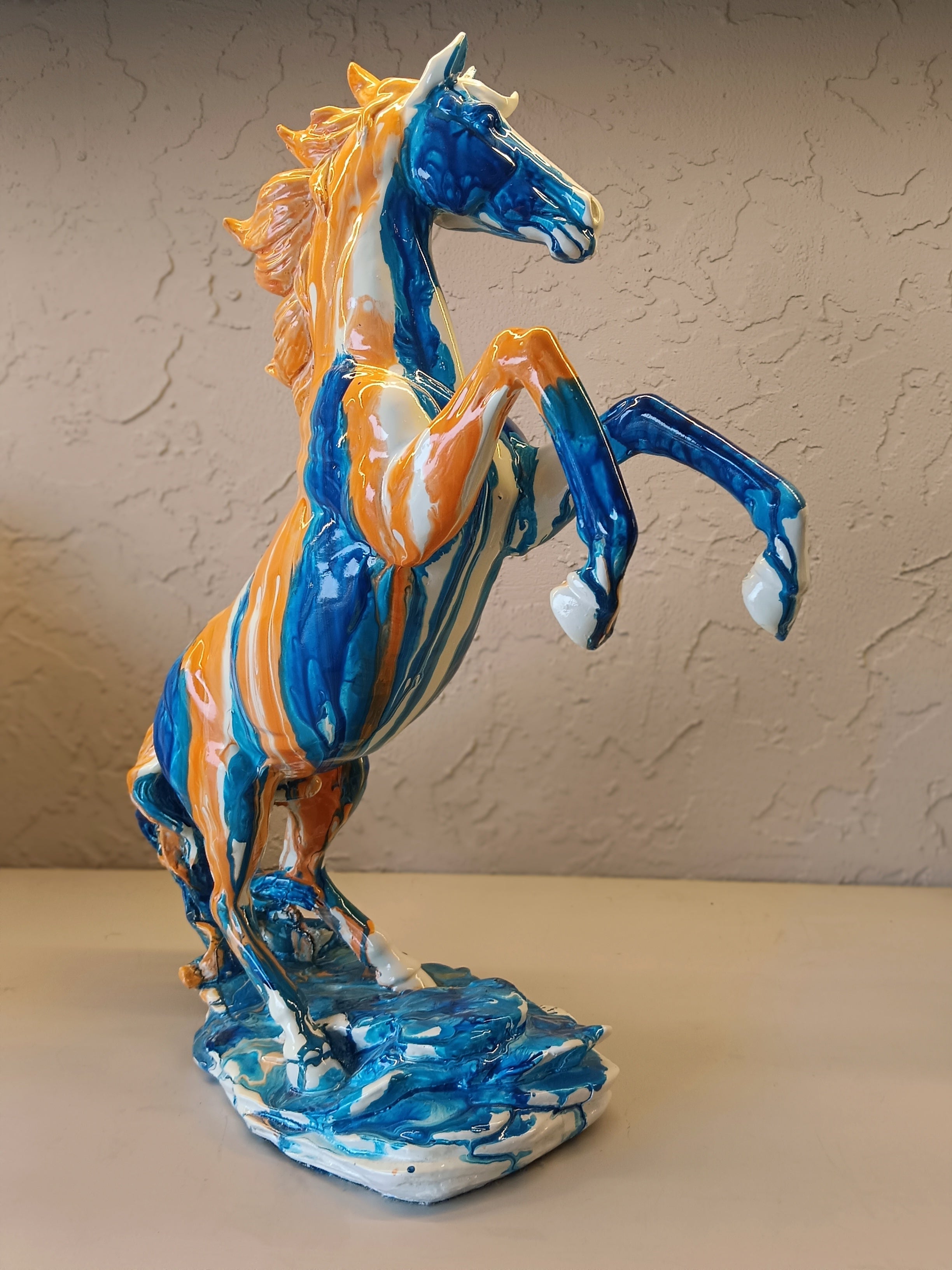 Vibrant Multi Color Resin Horse Sculpture
