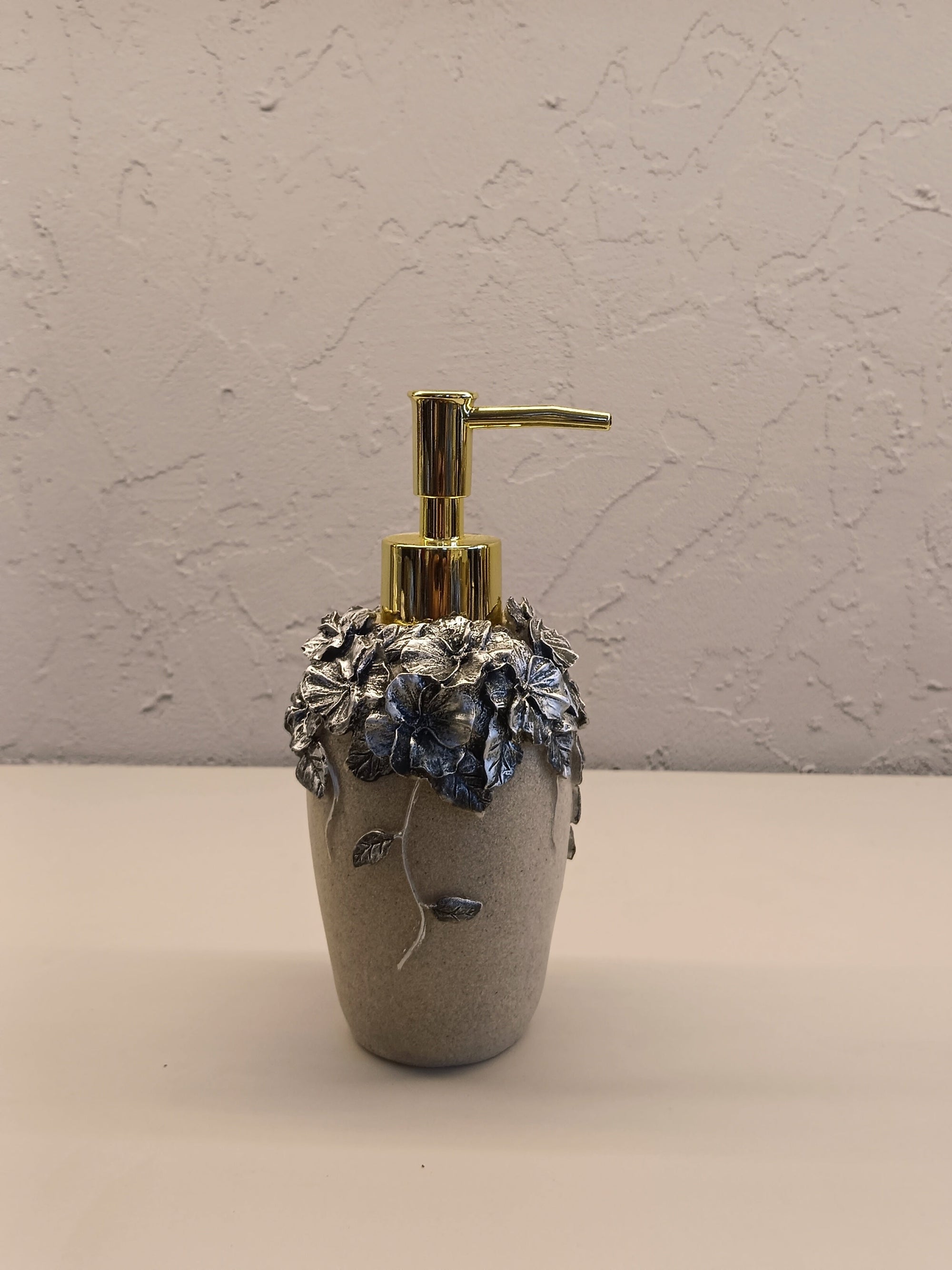 Decorative Metallic Silver FloralsoapDispenser