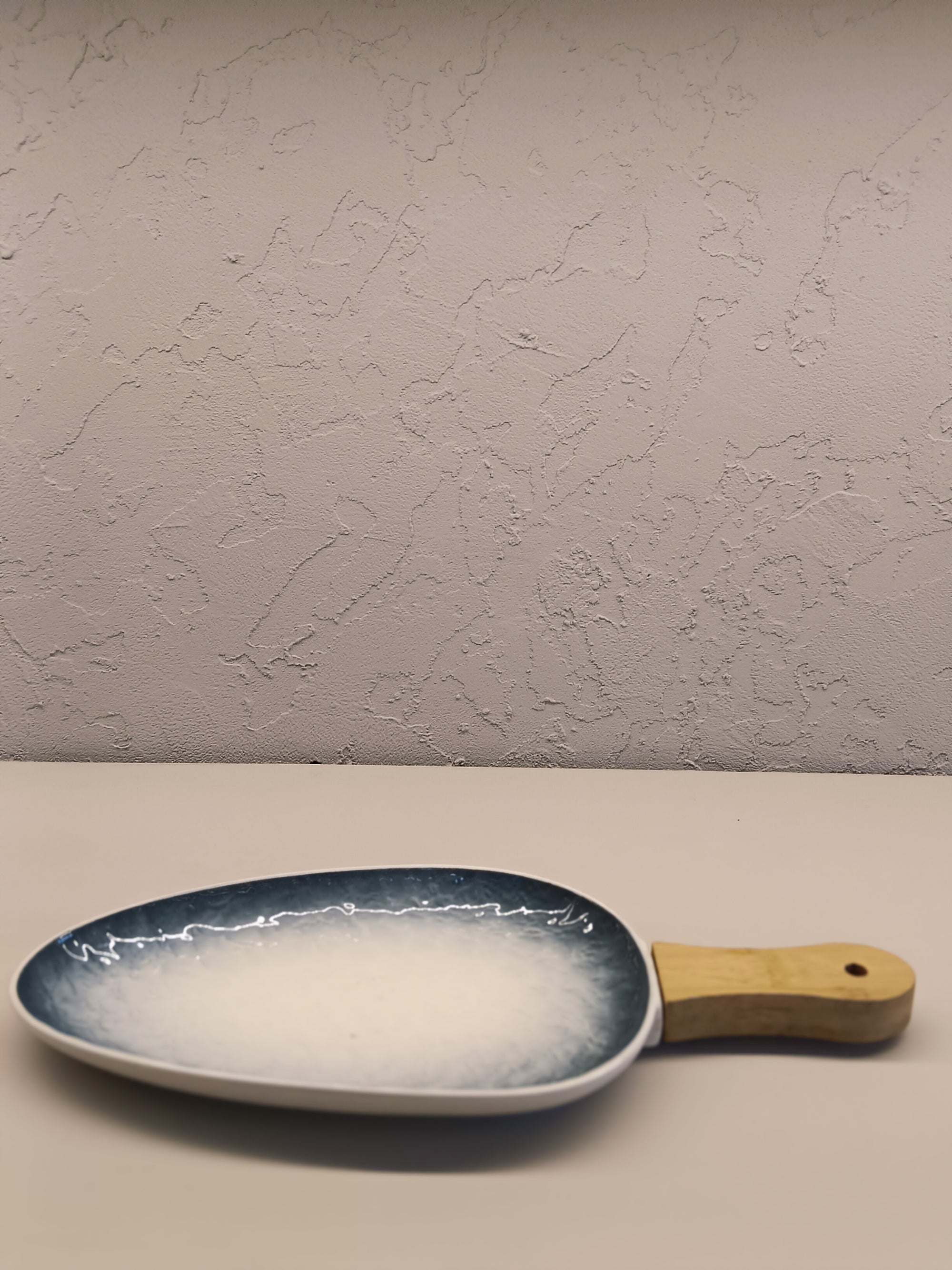 Ocean's Edge - Handcrafted Ceramic Serving Platter with Natural Wood Handle