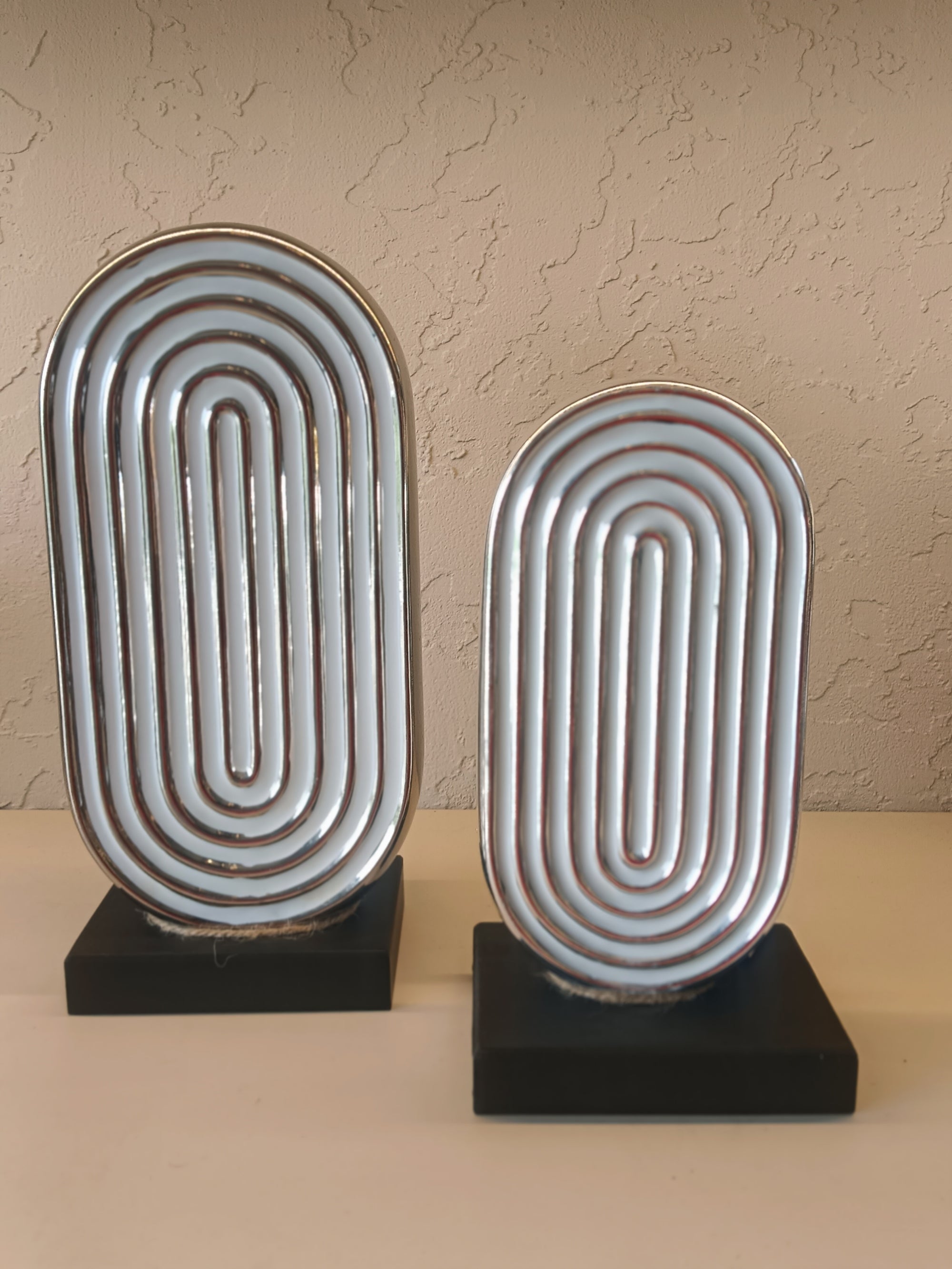 Infinite Path - Contemporary Chrome Labyrinth Art Sculpture Duo