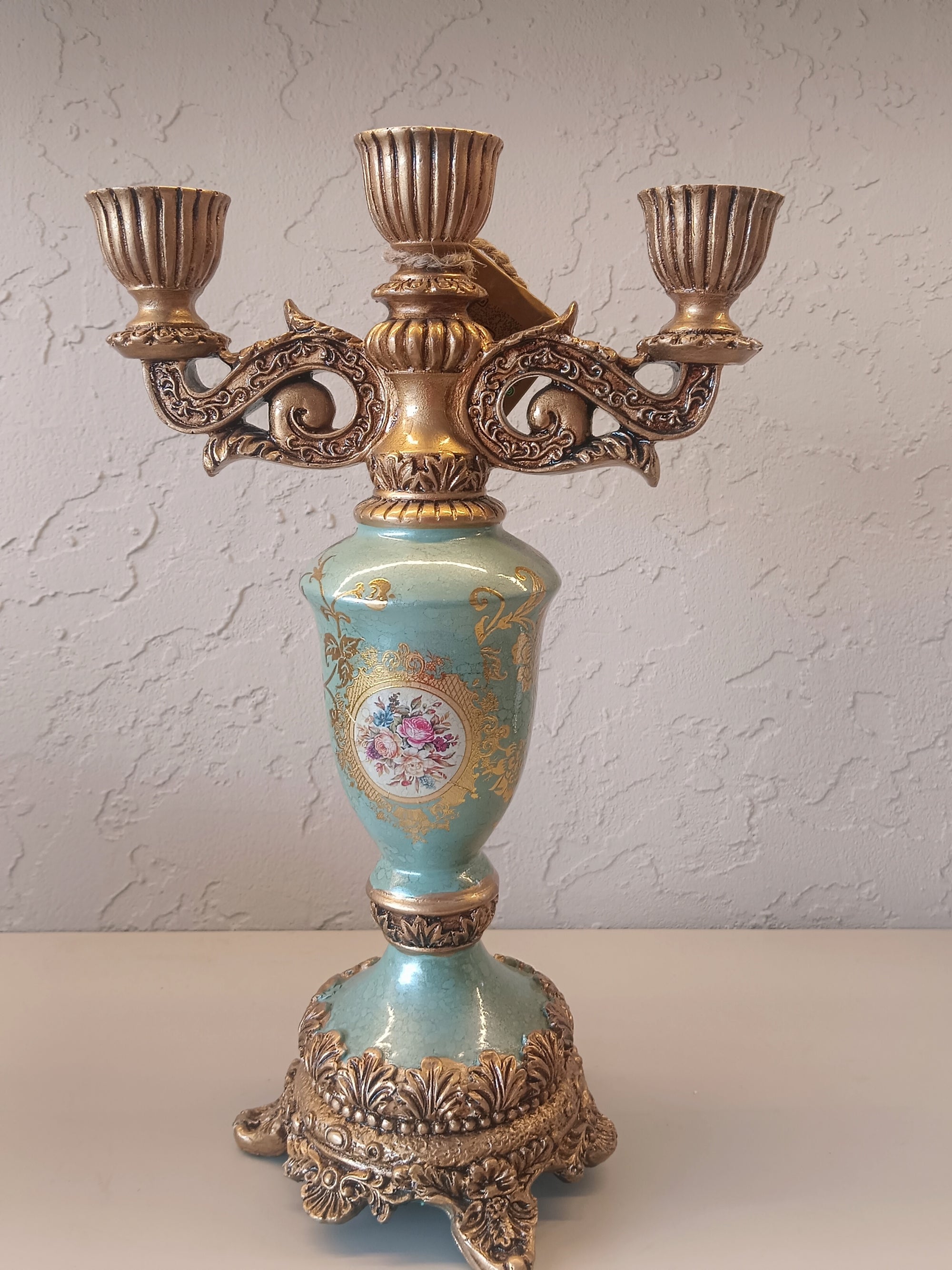 Versailles Rose - French-Inspired Porcelain Candelabra with Rose Motifs