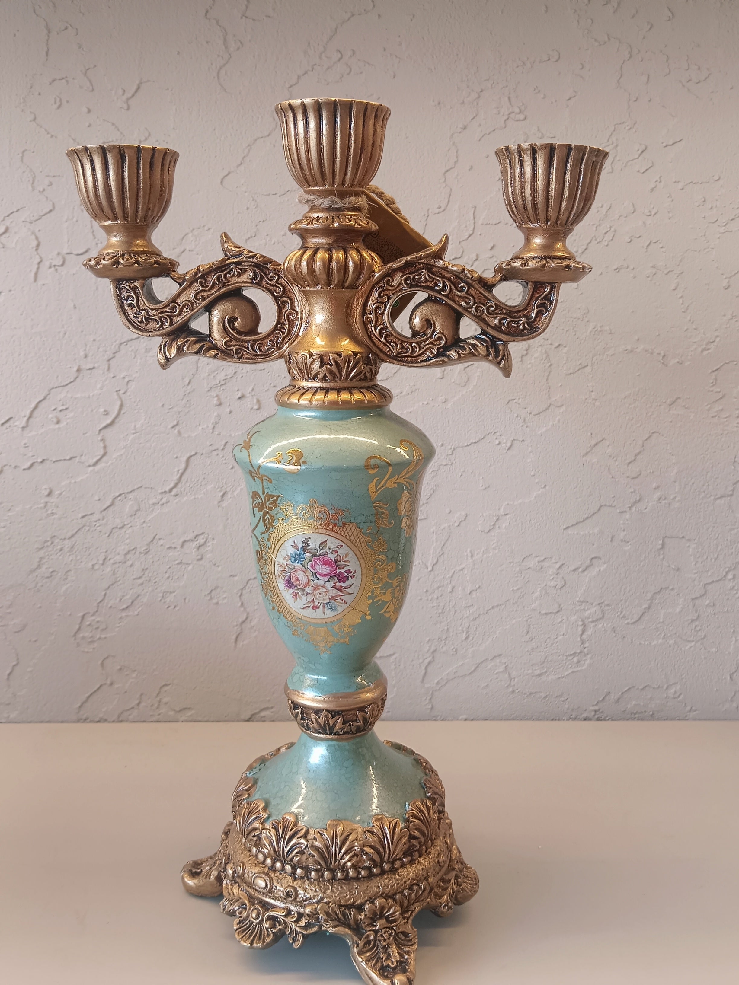 Versailles Rose - French-Inspired Porcelain Candelabra with Rose Motifs