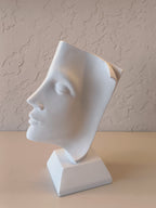 Contemplation - Modern White Ceramic Face Art Sculpture