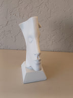 Contemplation - Modern White Ceramic Face Art Sculpture