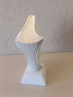 Contemplation - Modern White Ceramic Face Art Sculpture
