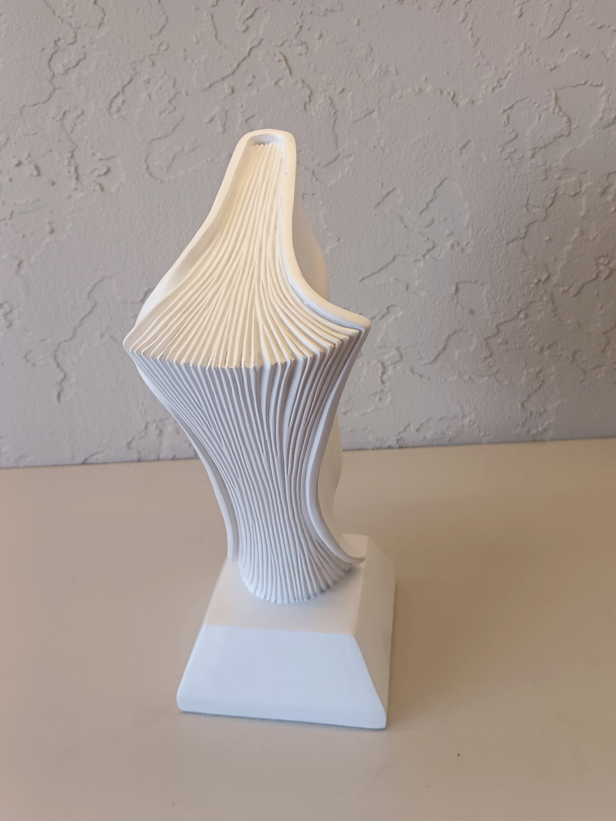Contemplation - Modern White Ceramic Face Art Sculpture