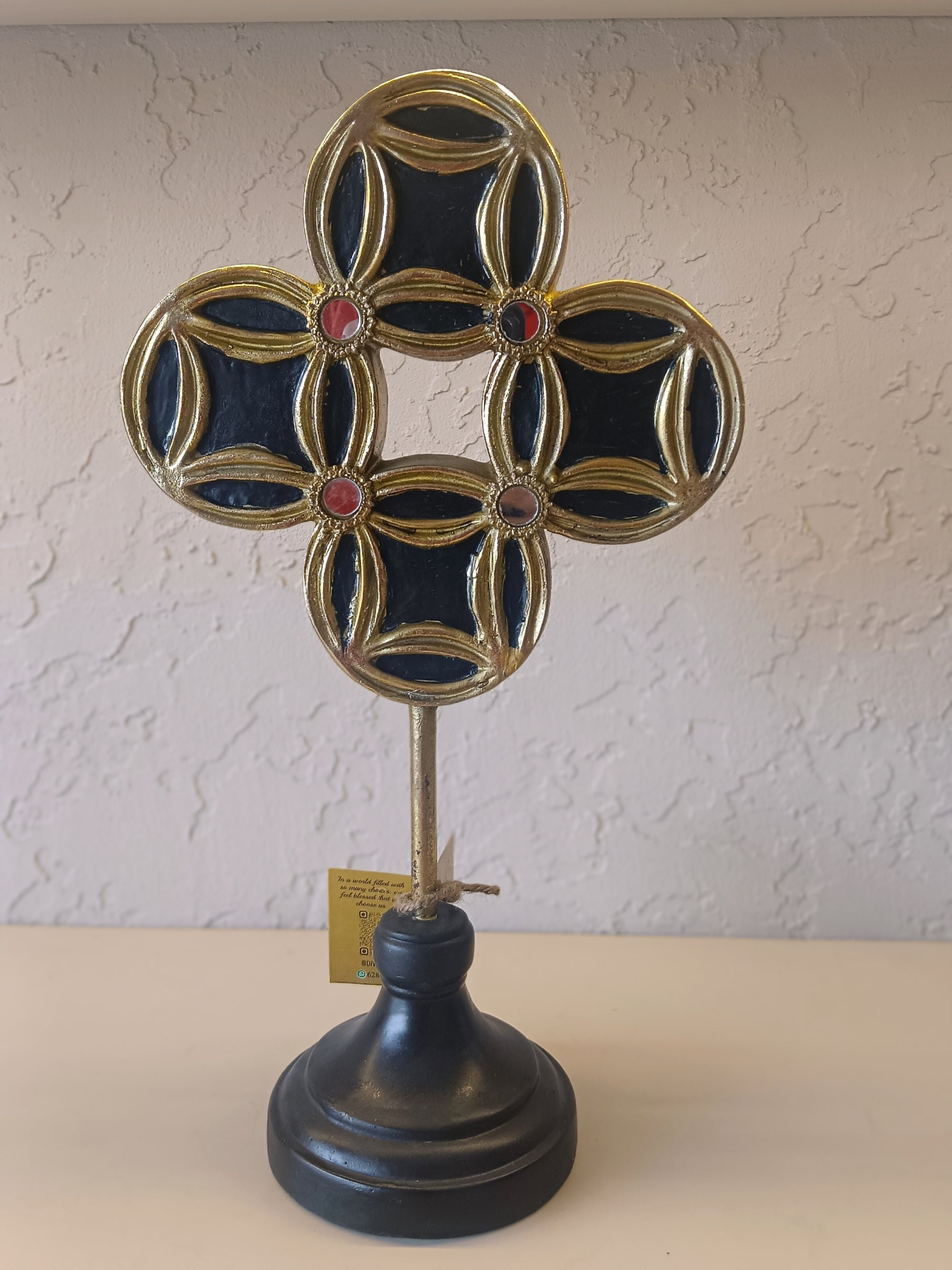 Sacred Geometry - Ornate Byzantine Cross with Gemstone Accents