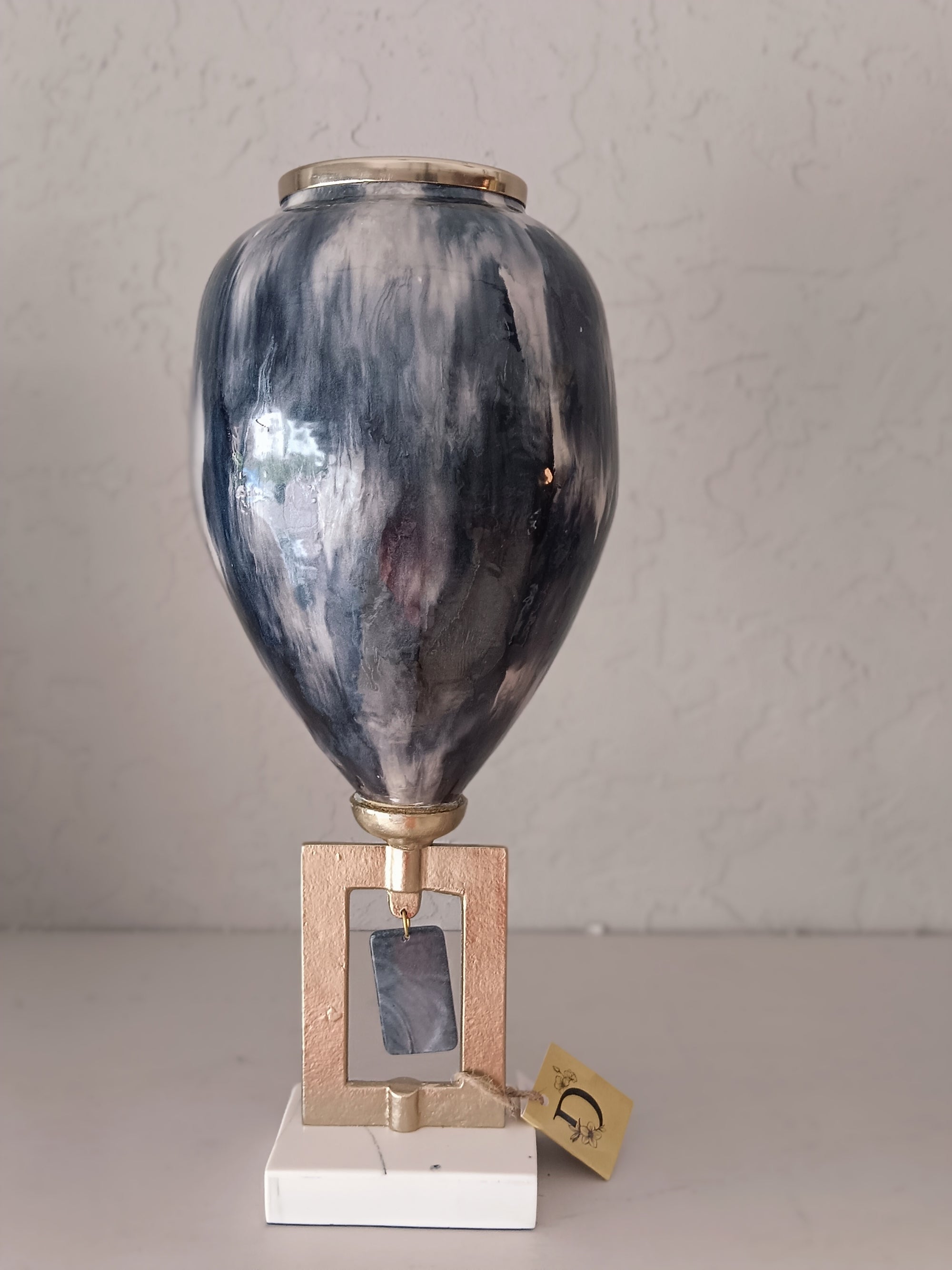 Storm Metal - Artisan Marbled Metal Vessel Collection with Agate Accents