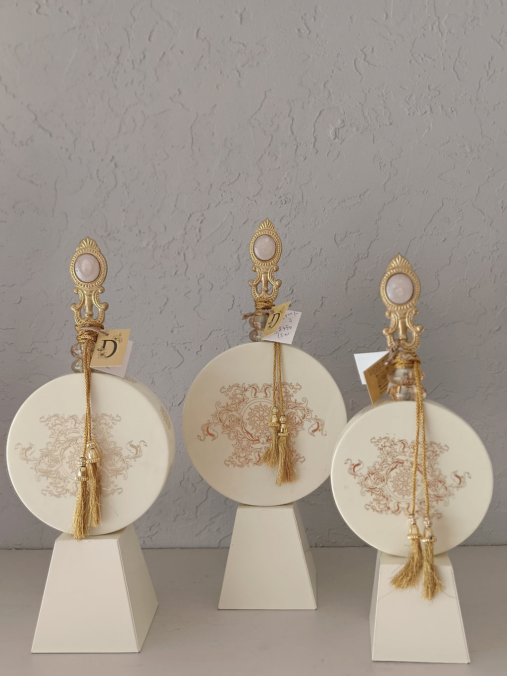Imperial Medallions - Baroque Metal Wall Medallion Set Of 3 with Golden Tassels
