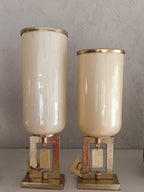 Golden Geometry - Art Deco Cylinder Vase Collection with Geometric Stands Set