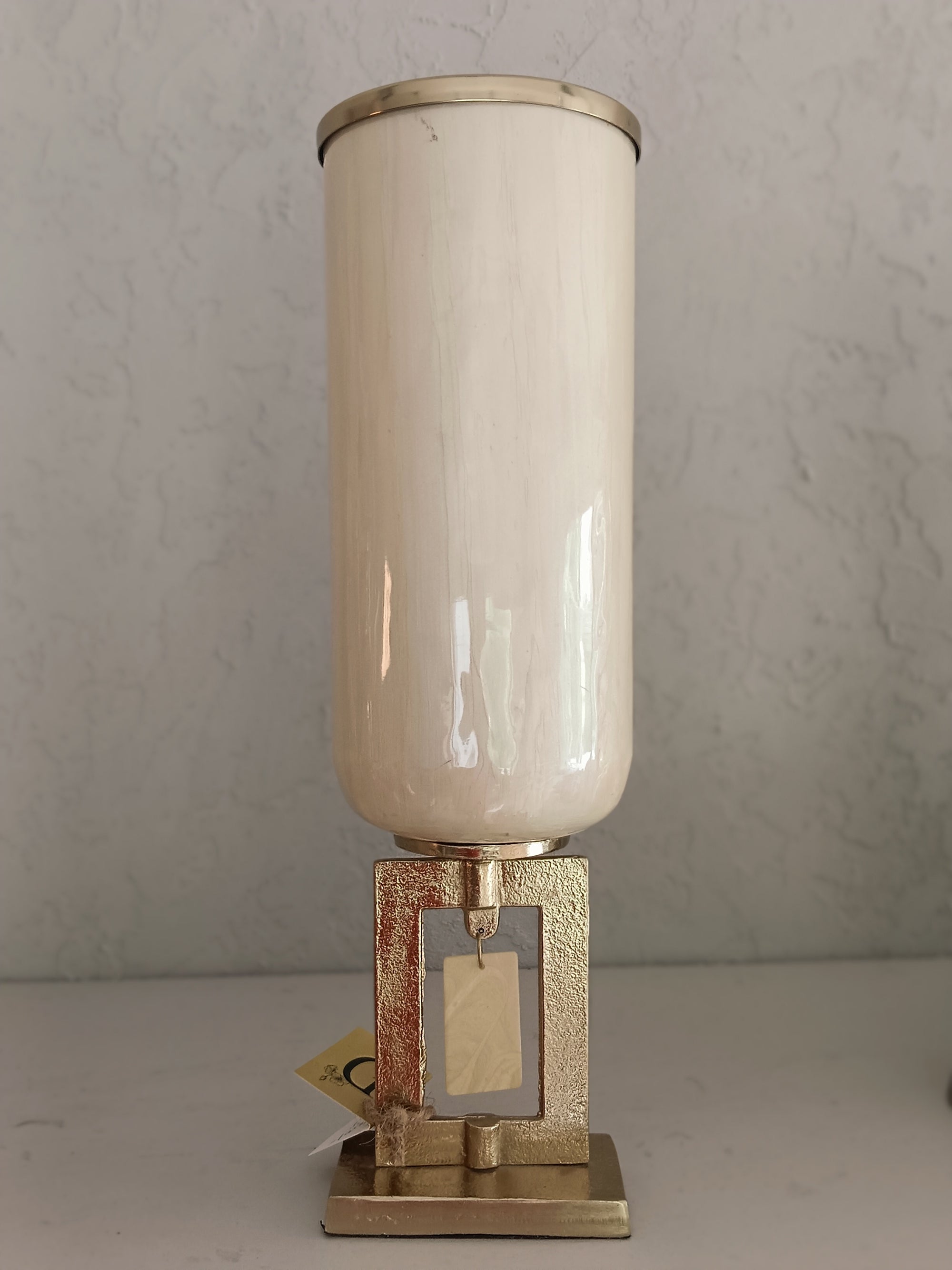 Golden Geometry - Art Deco Cylinder Vase Collection with Geometric Stands Set