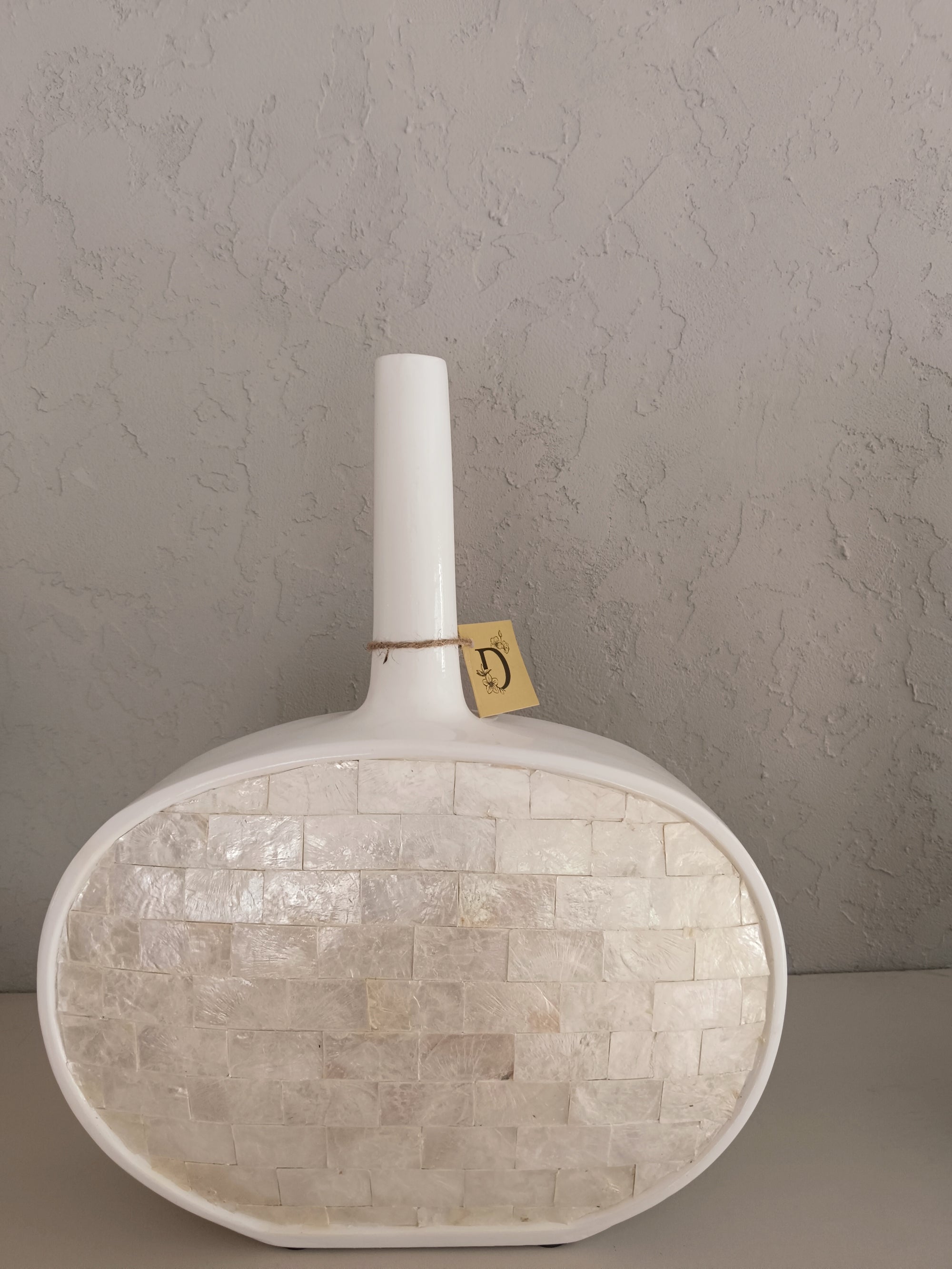 Harvest Moon - Mother-of-Pearl Brick Mosaic Vase with Natural Reed