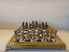 Gladiator's Metal Gambit - Luxury Roman Empire Chess Set with Ornate Board