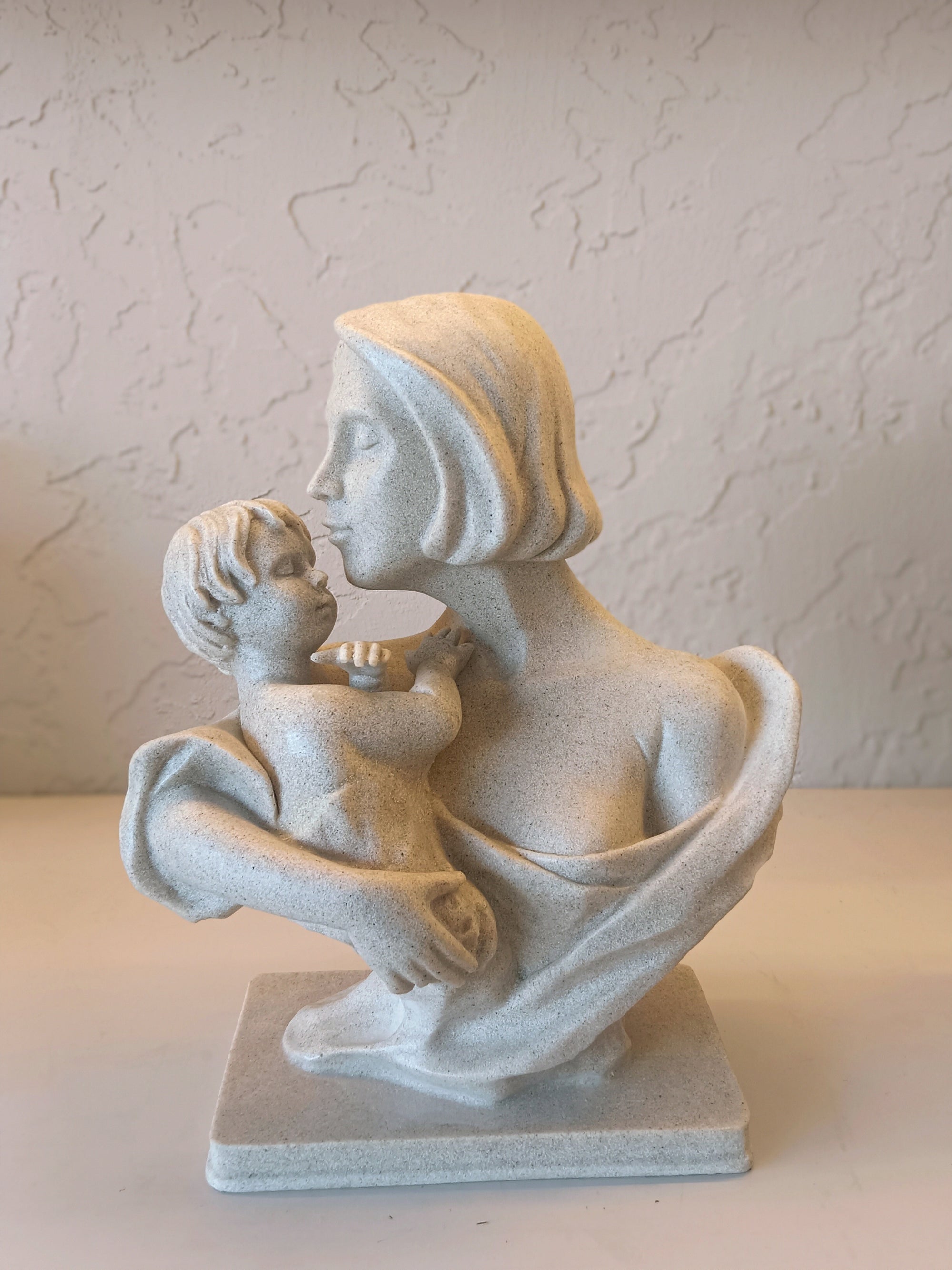 Mother Child Stone Texture Resin Sculpture
