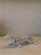 Striking Silver Tiger In Dynamic Prowling Pose