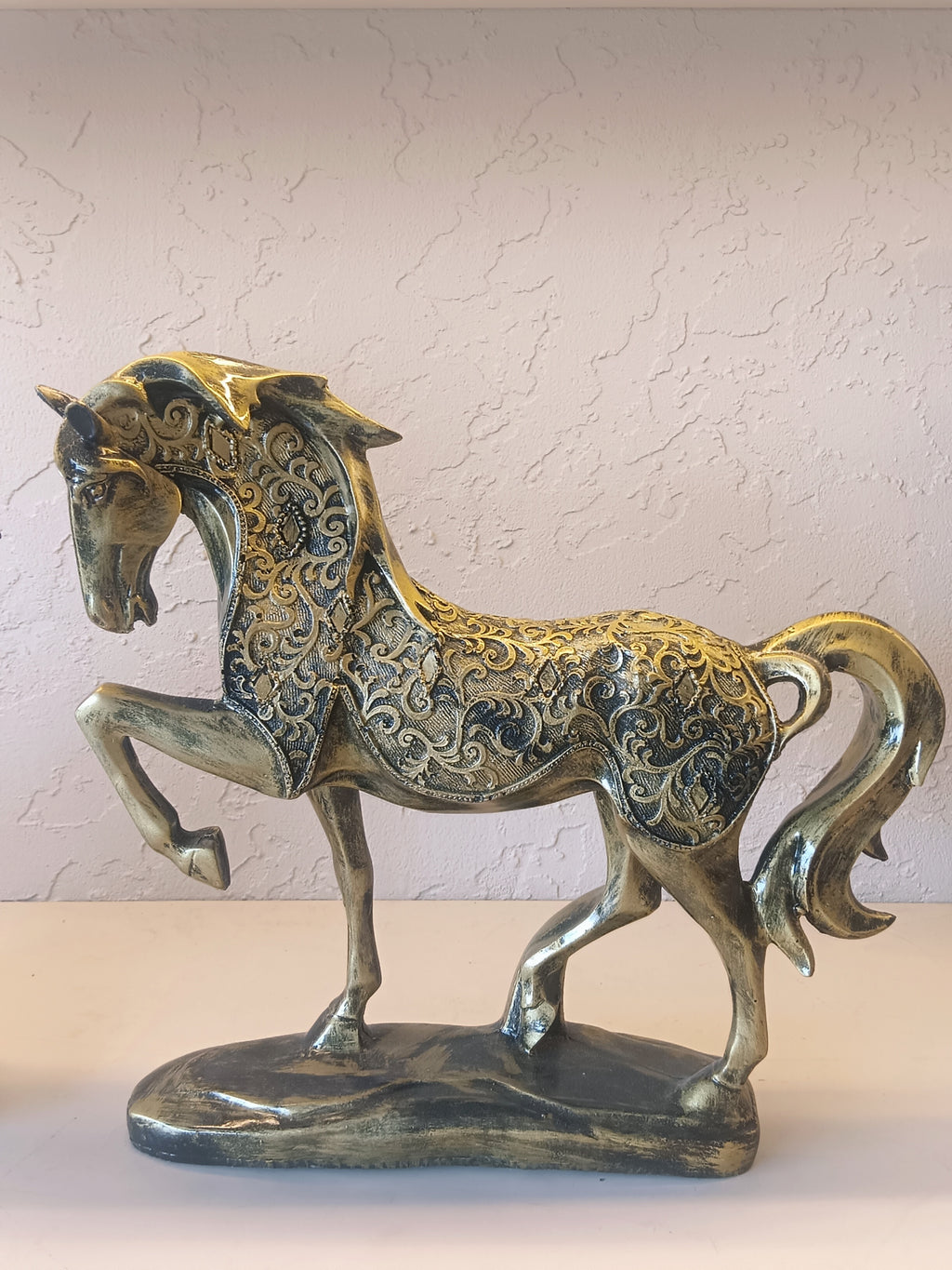 Elegant Set Of Two Horses figures With Intricate Embossed detailing
