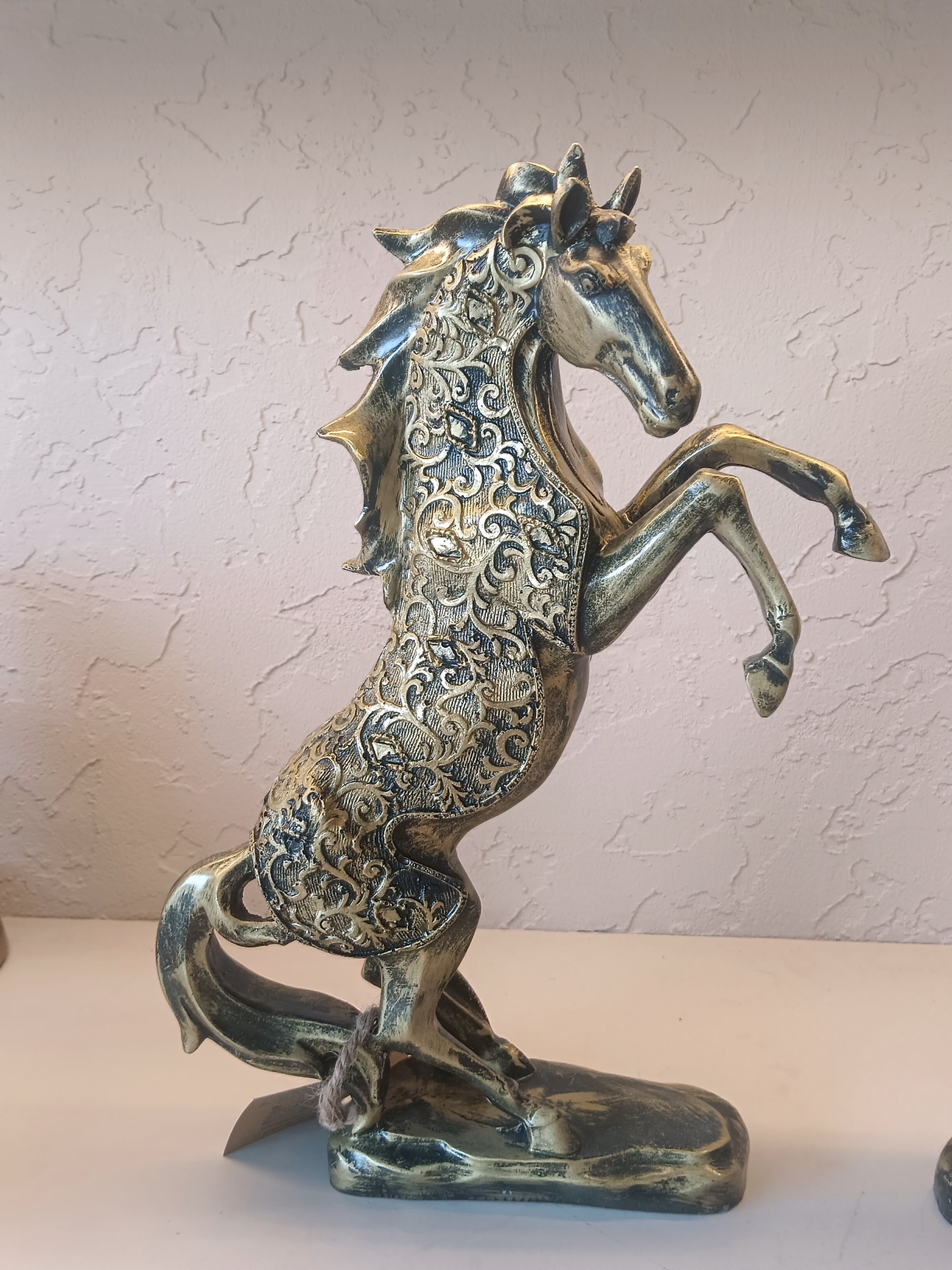 Elegant Set Of Two Horses figures With Intricate Embossed detailing