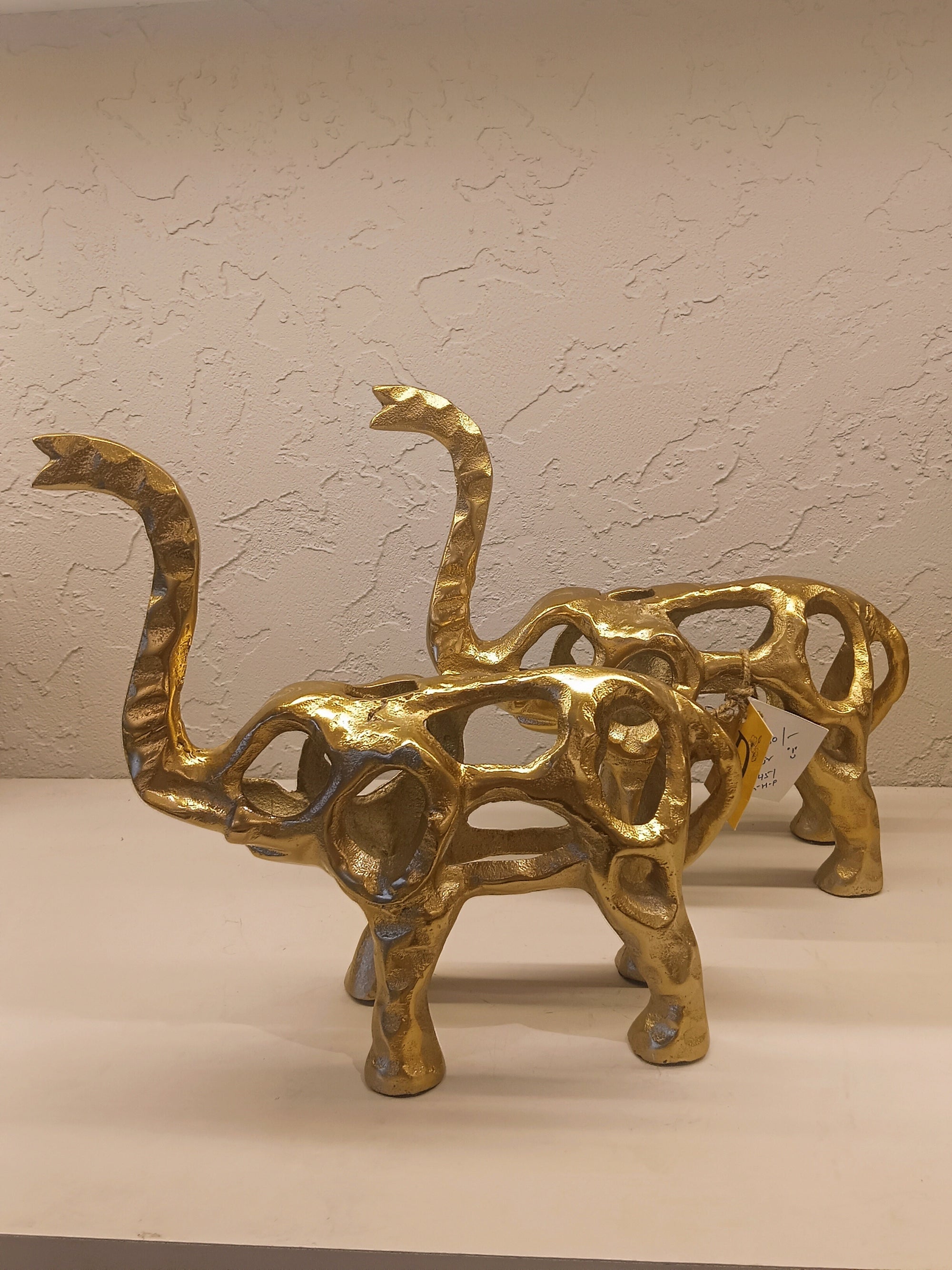 Pair Of Metal Elephant Sculpture With A Hollow Unique Design
