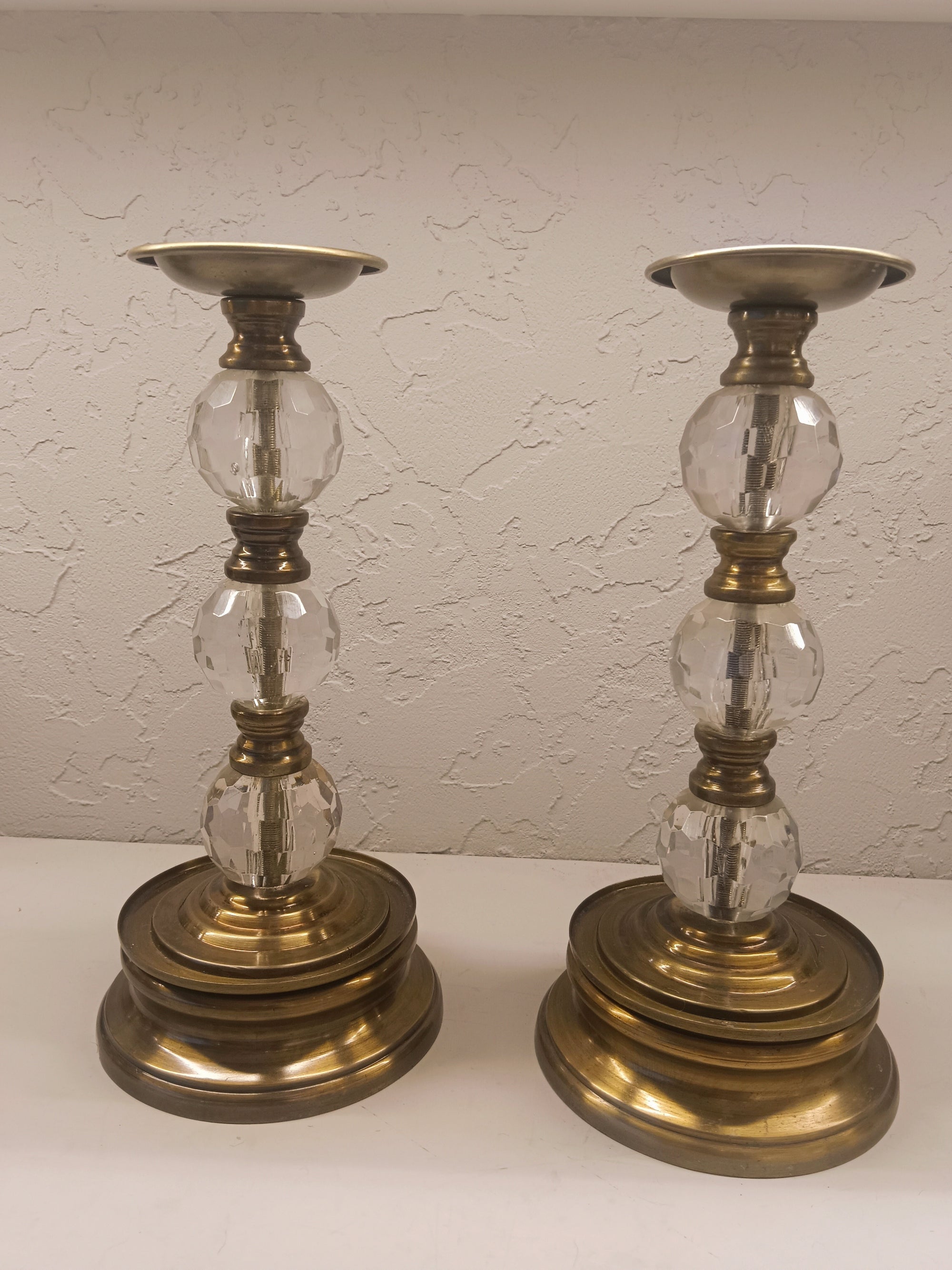 Elegant pair Of Vintage style Candle Stand With crystal spheres