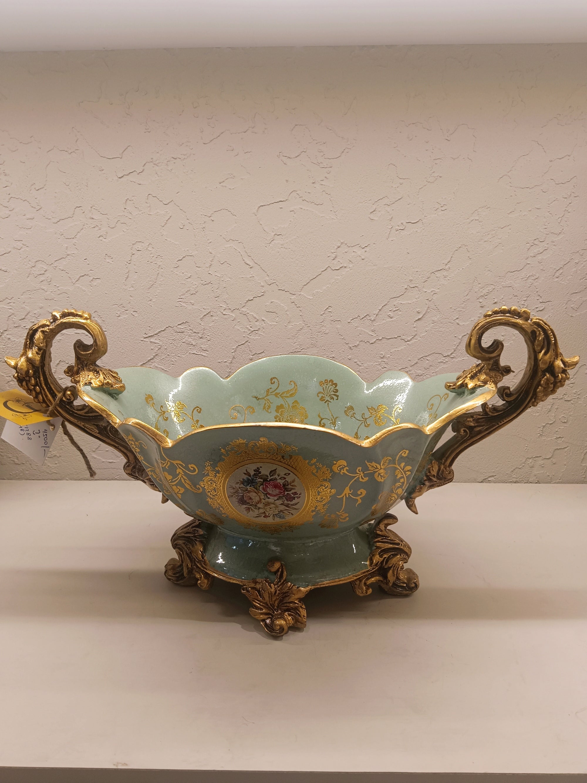 Exquisite Vintage Bowl with Golden Handel