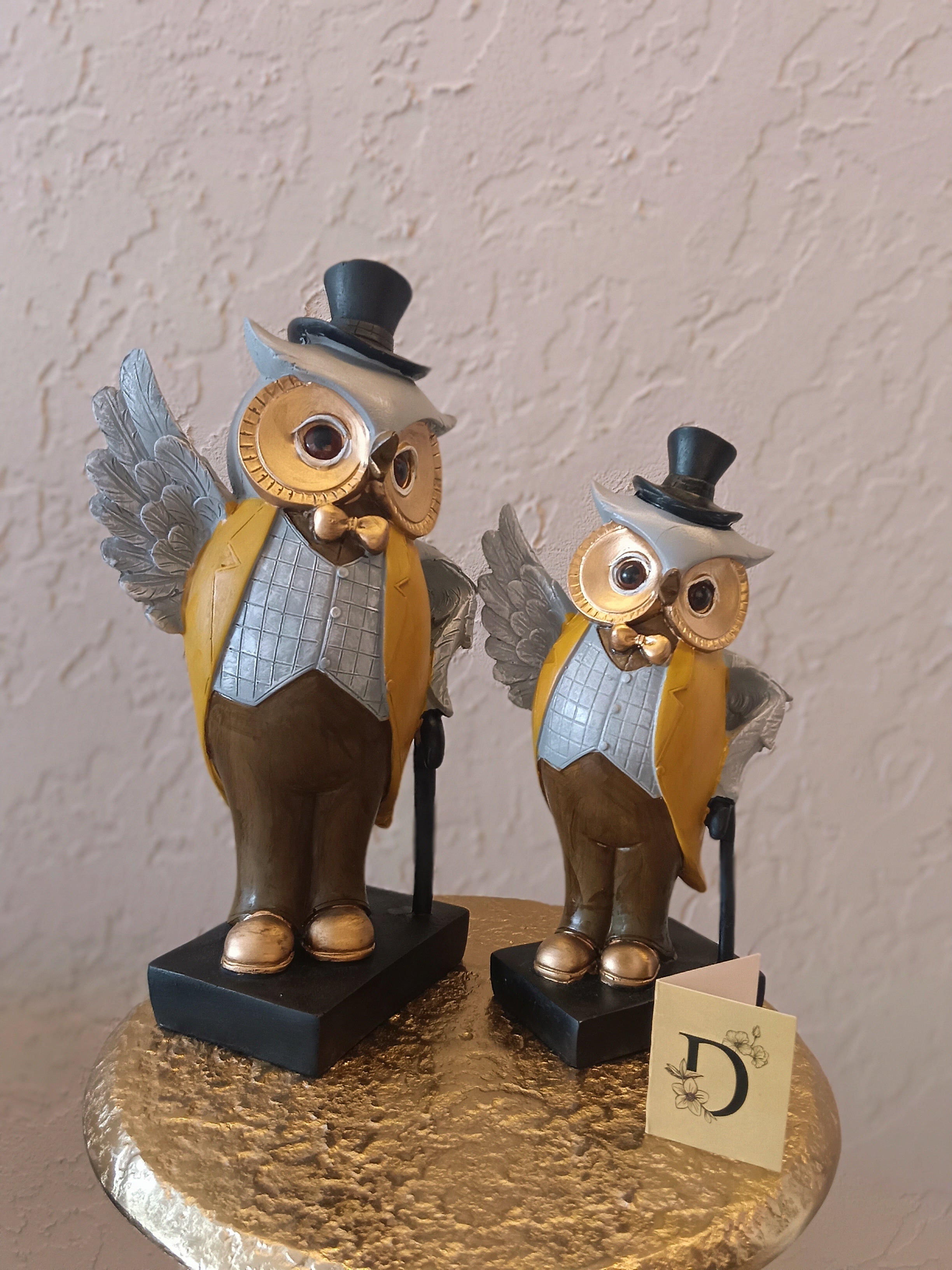 Charming Pair Of Owl Dressed In Vintage Atire