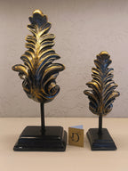 Leaf Sculpture In Gold Black Finish Pair