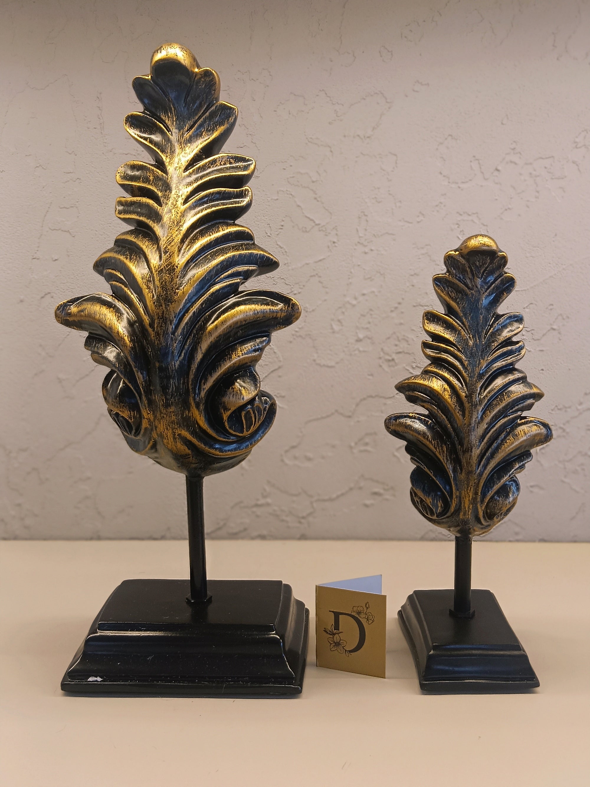 Leaf Sculpture In Gold Black Finish Pair