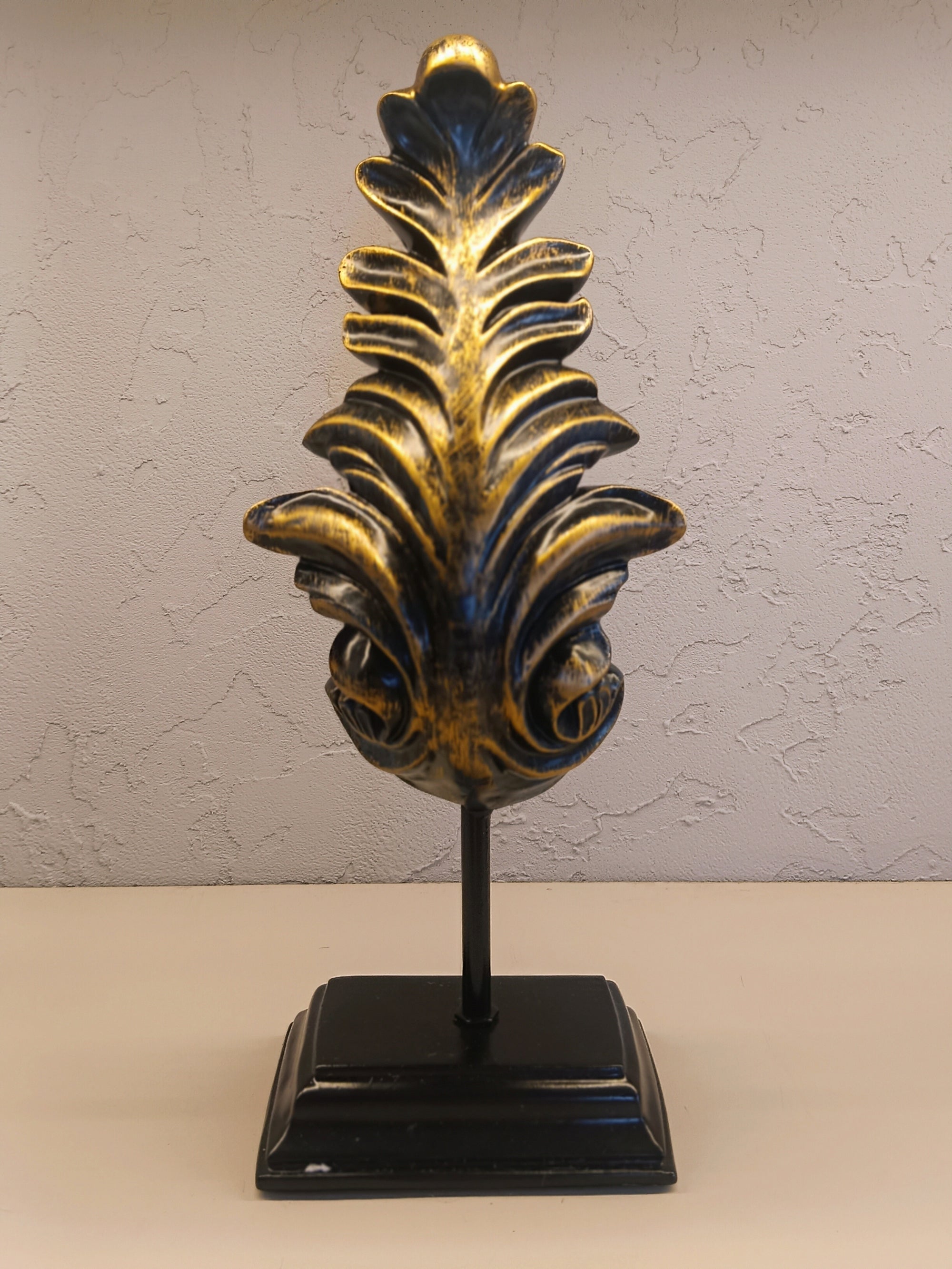 Leaf Sculpture In Gold Black Finish Pair