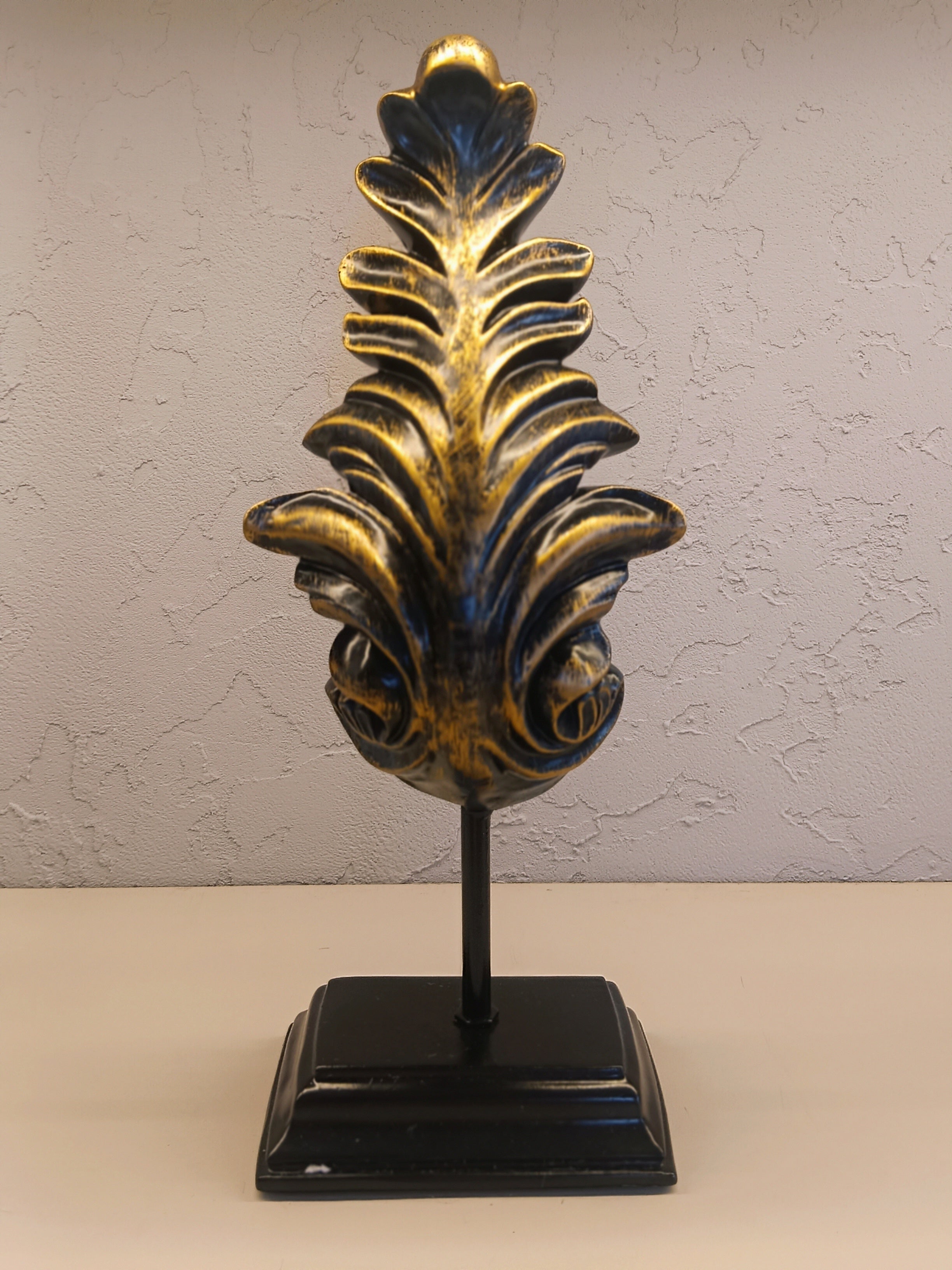 Leaf Sculpture In Gold Black Finish Pair