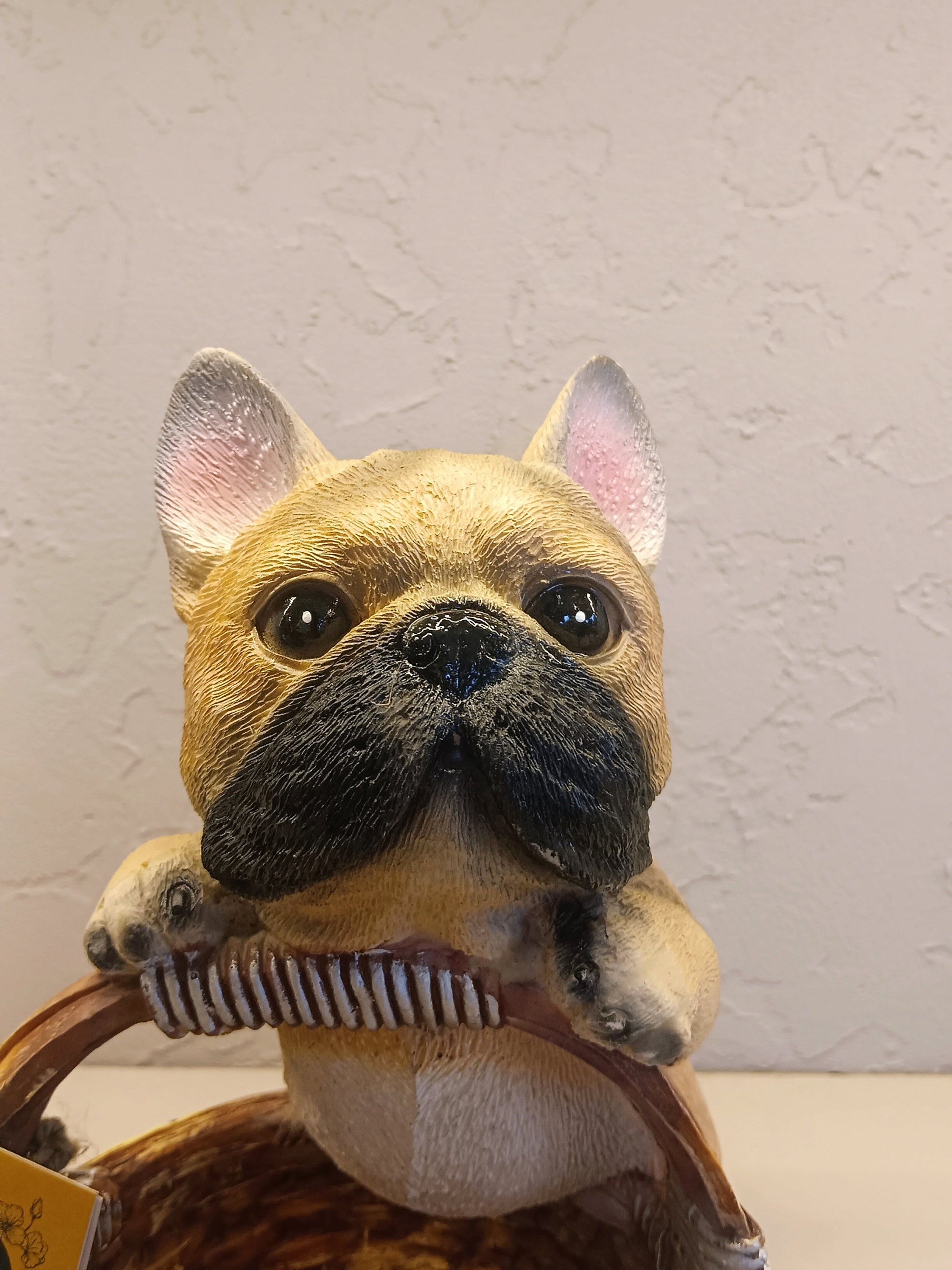 Decorative Resin Basket With French  Bull Dog