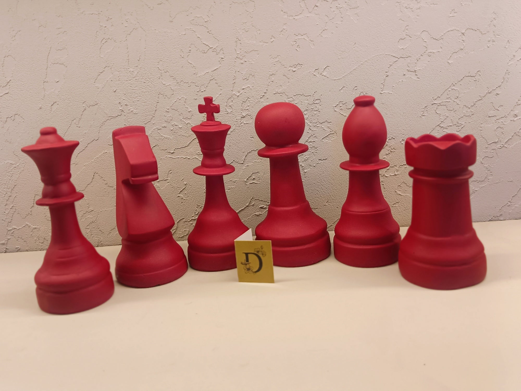Set Of 6 Oversized Red chess Figurines
