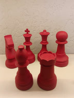 Set Of 6 Oversized Red chess Figurines