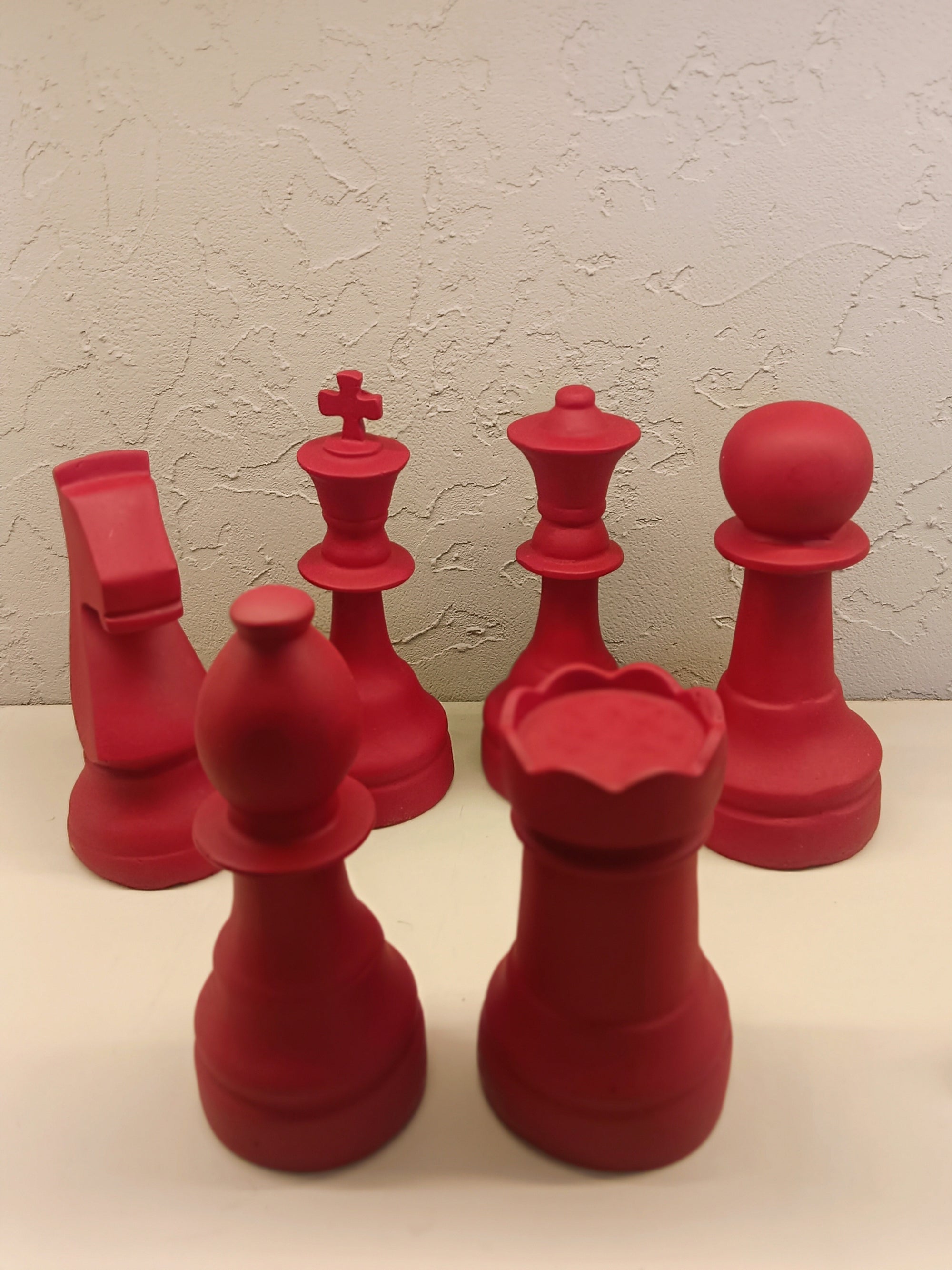 Set Of 6 Oversized Red chess Figurines