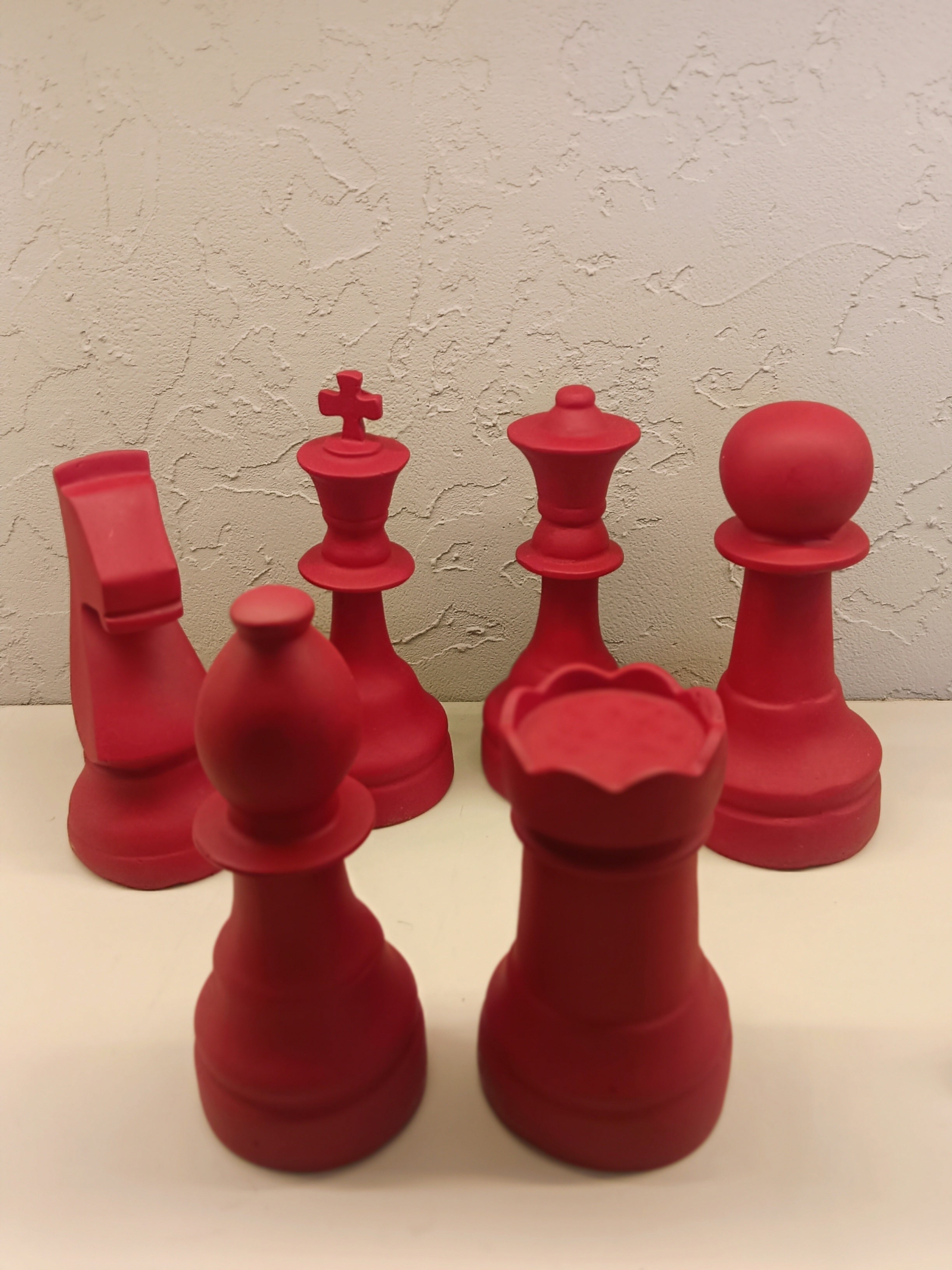 Set Of 6 Oversized Red chess Figurines