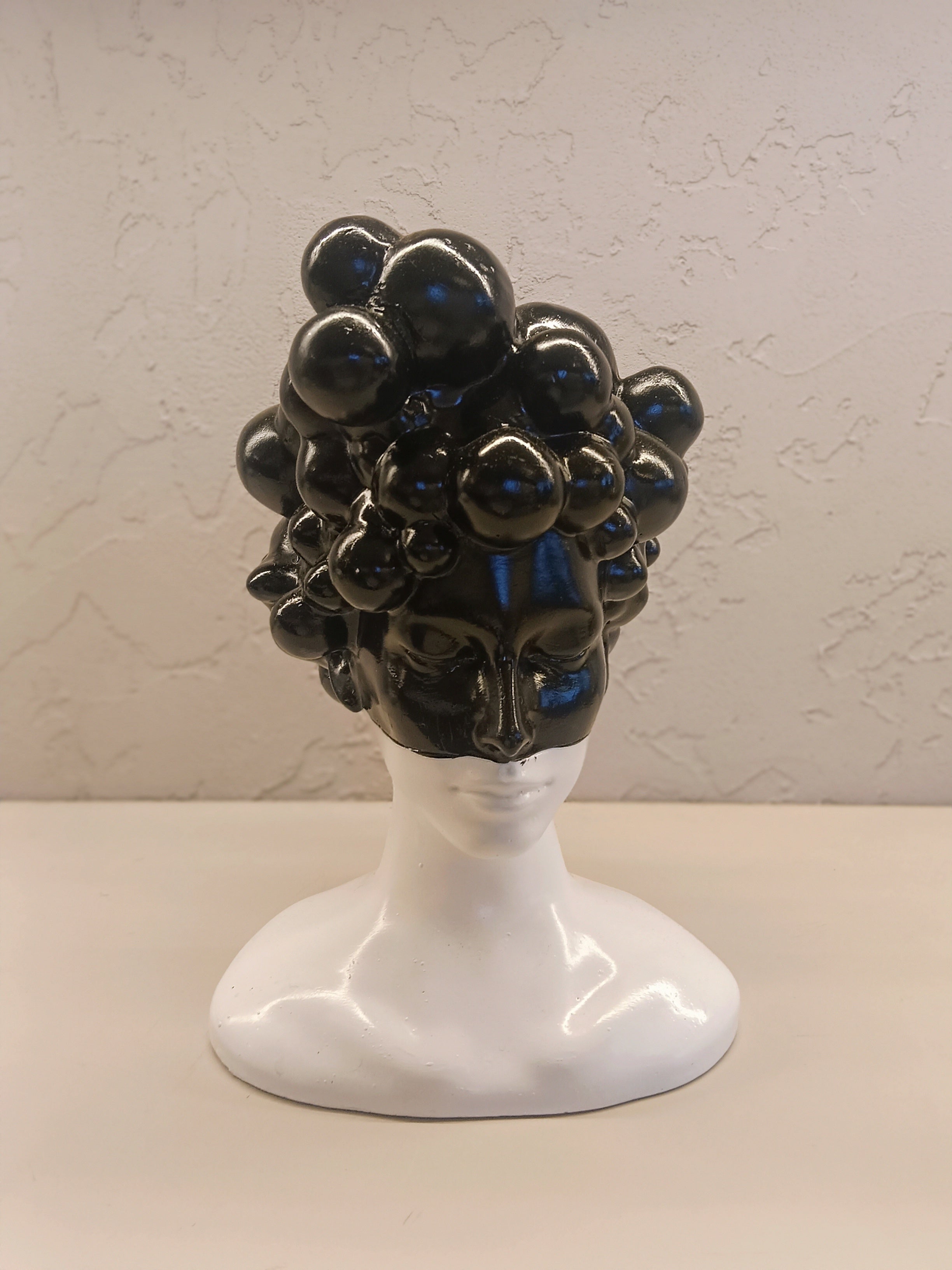 Modern  Artistic Bust Sculpture With Gloss Black Bubble Style Head