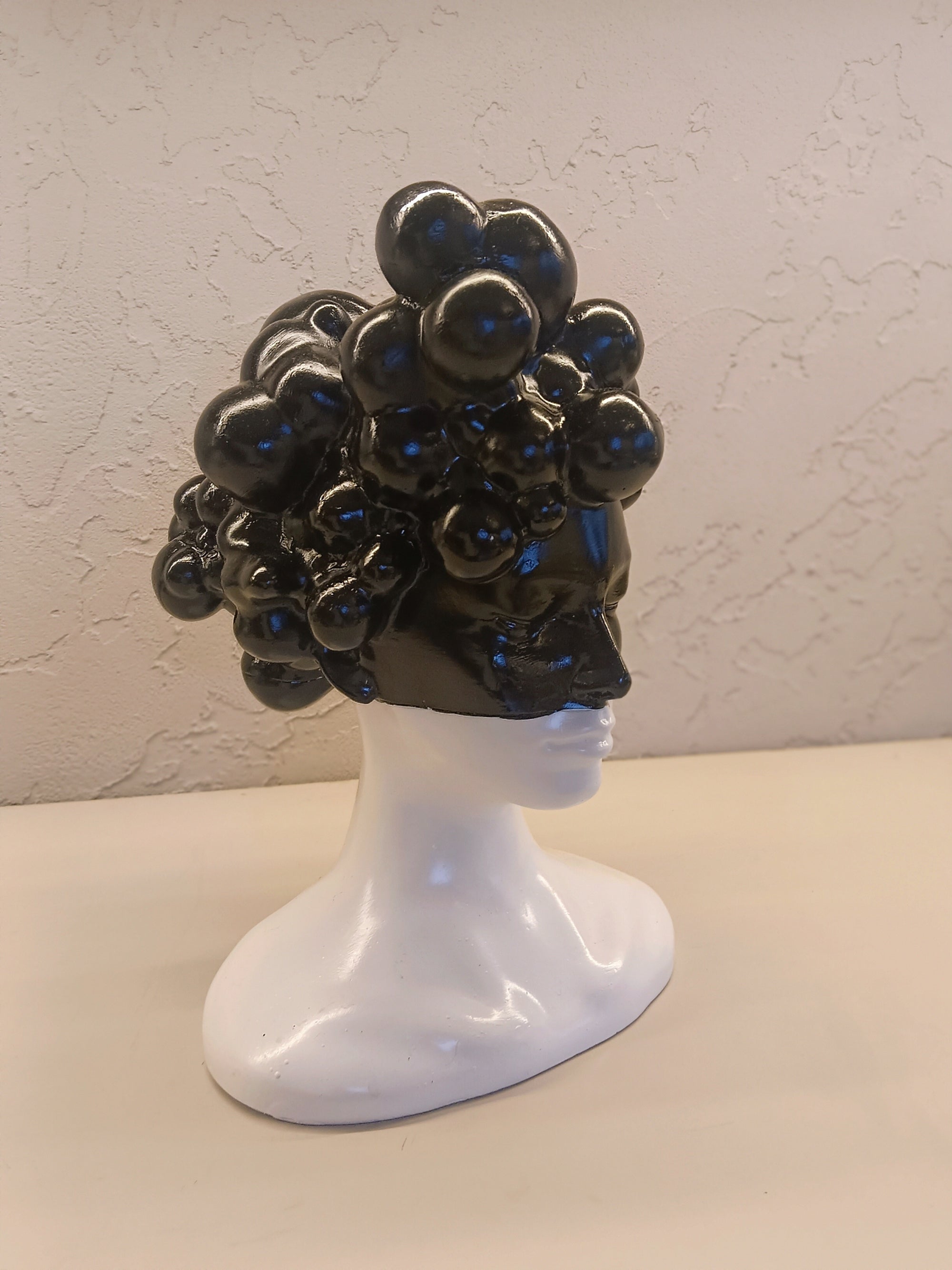 Modern  Artistic Bust Sculpture With Gloss Black Bubble Style Head