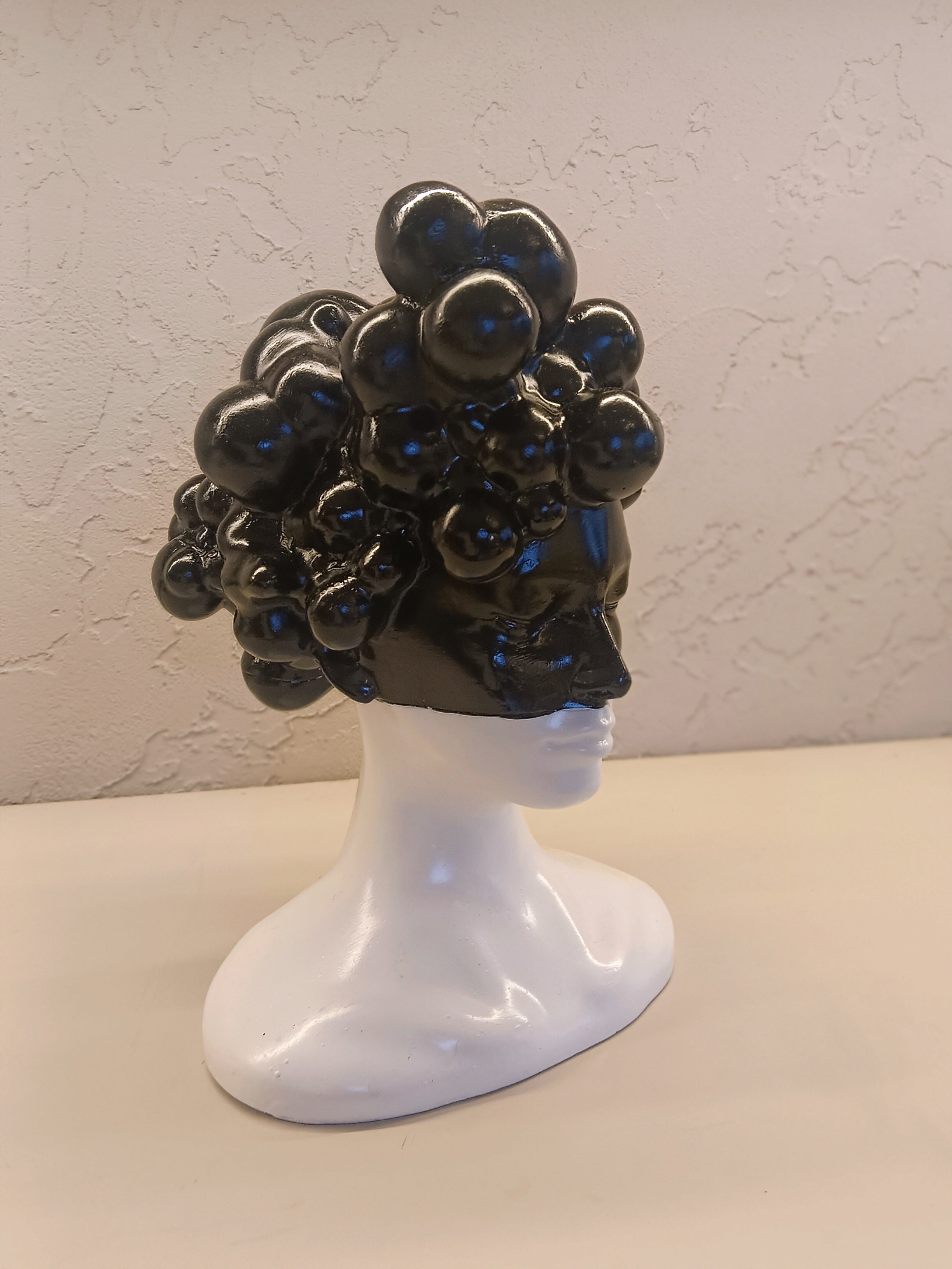 Modern  Artistic Bust Sculpture With Gloss Black Bubble Style Head