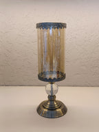 Candle Holders With Ornate Metallic With Top And  Bottom Metal Carving