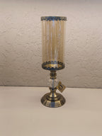 Candle Holders With Ornate Metallic With Top And  Bottom Metal Carving