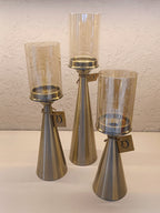 Modern Candle Holders With Conical Metallic Base