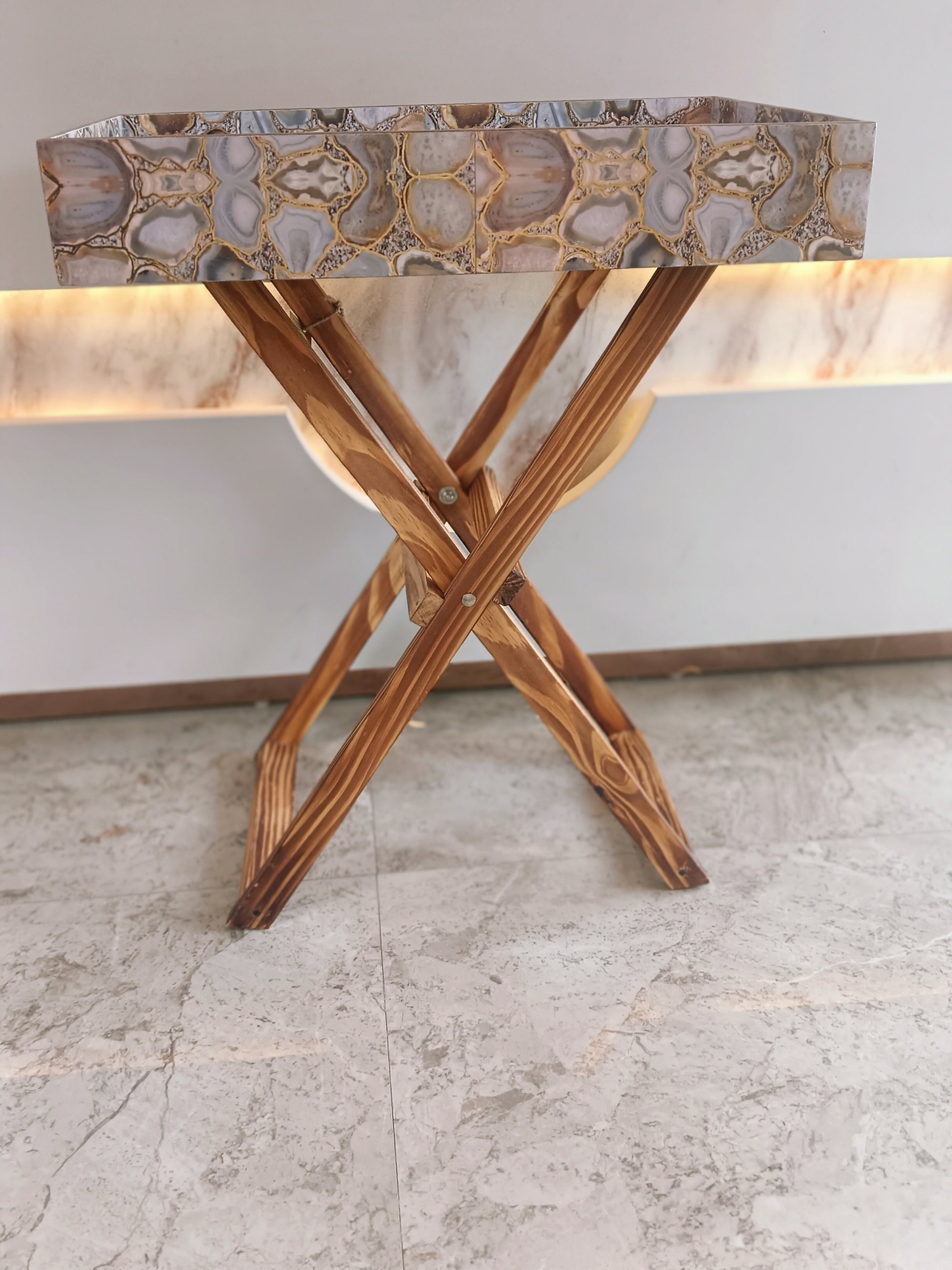 Butler Table With Natural Stone Design