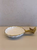 White Ceramic Serving Dish With A Scalloped Edge,