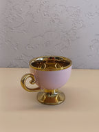 Elegant 6Pcs Ceramic Cups For Tea/Coffee Soft Pink Body Color With Golden Outline
