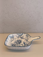 Set Of Two Ceramic Serving Dishes, Featuring Elegant Blue Floral And Bird Motifs