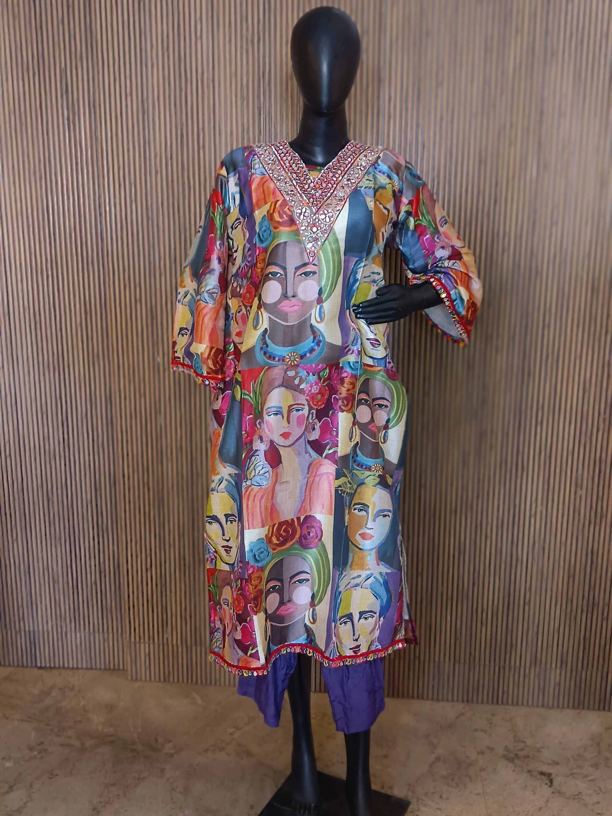 A Vibrant, Artistic Kurti With A Bold Multi-Color Patchwork Design